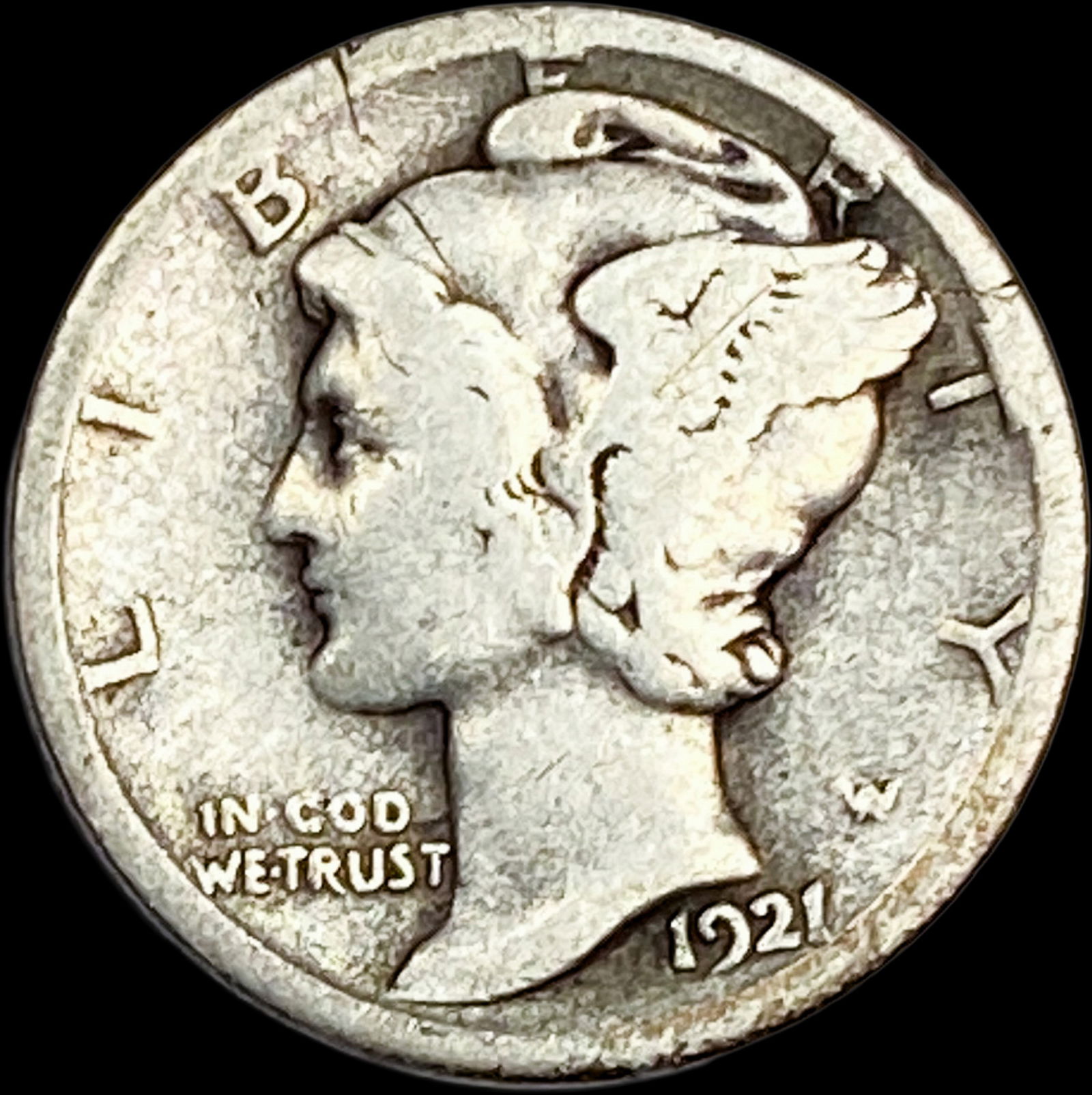 1921-D Silver Mercury Dime NICELY CIRCULATED: 1921-D Silver Mercury Dime NICELY CIRCULATED