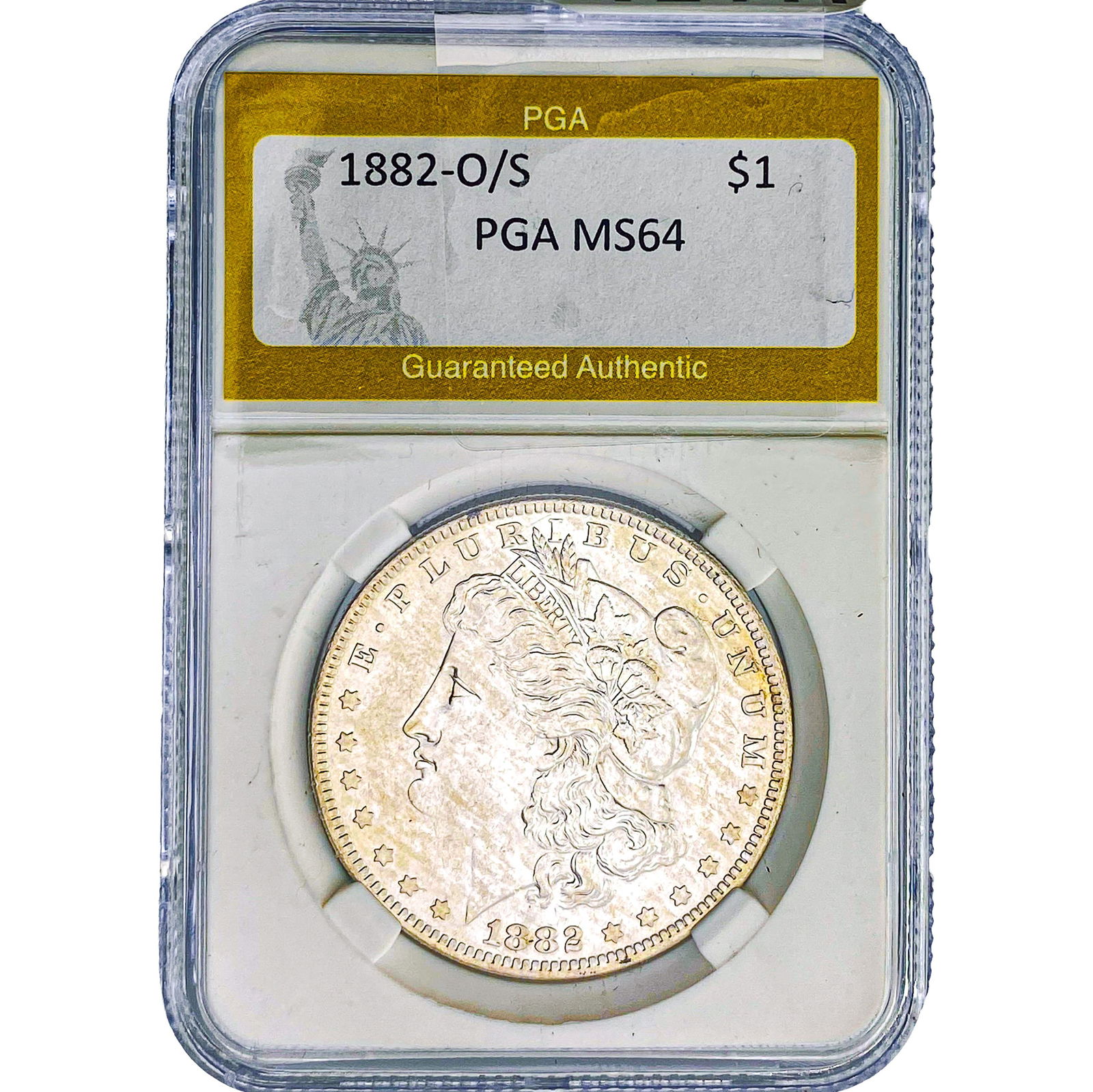 1882-O/S Morgan Silver Dollar PGA MS64: 1882-O/S Morgan Silver Dollar PGA MS64