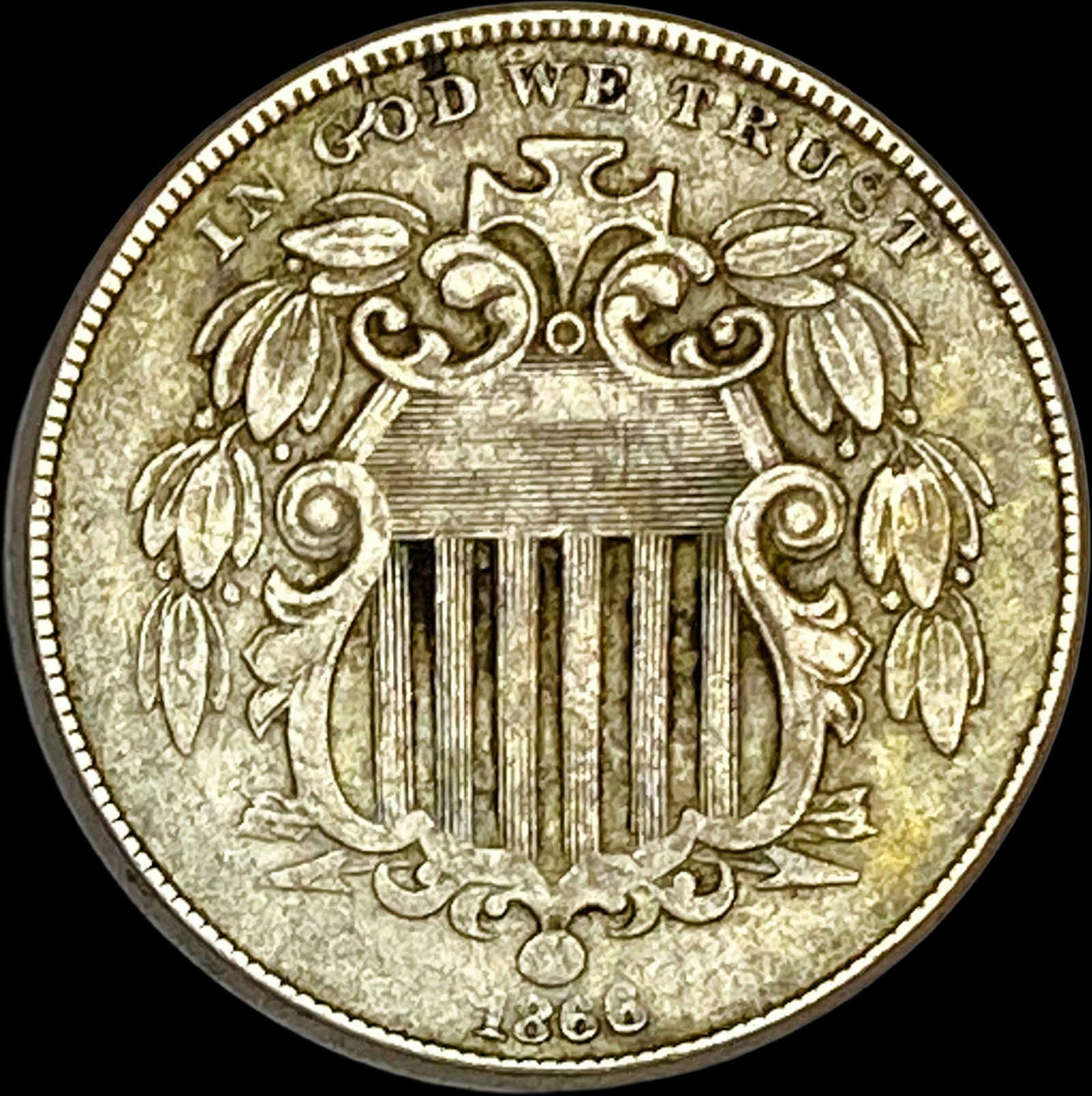 1866 Shield Nickel NEARLY UNCIRCULATED: 1866 Shield Nickel NEARLY UNCIRCULATED