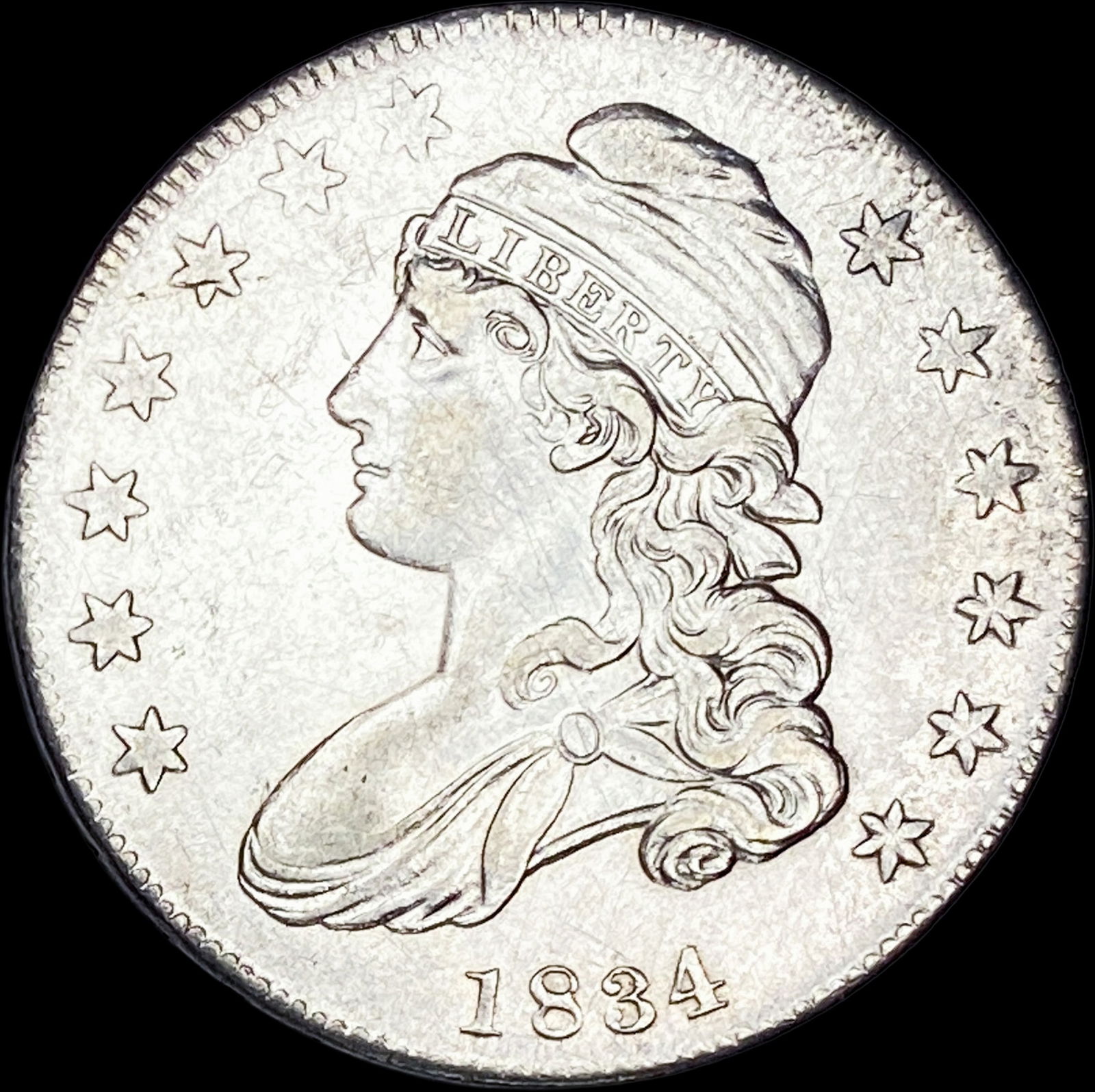 1834 Capped Bust Half Dollar CLOSELY UNCIRCULATED: 1834 Capped Bust Half Dollar CLOSELY UNCIRCULATED