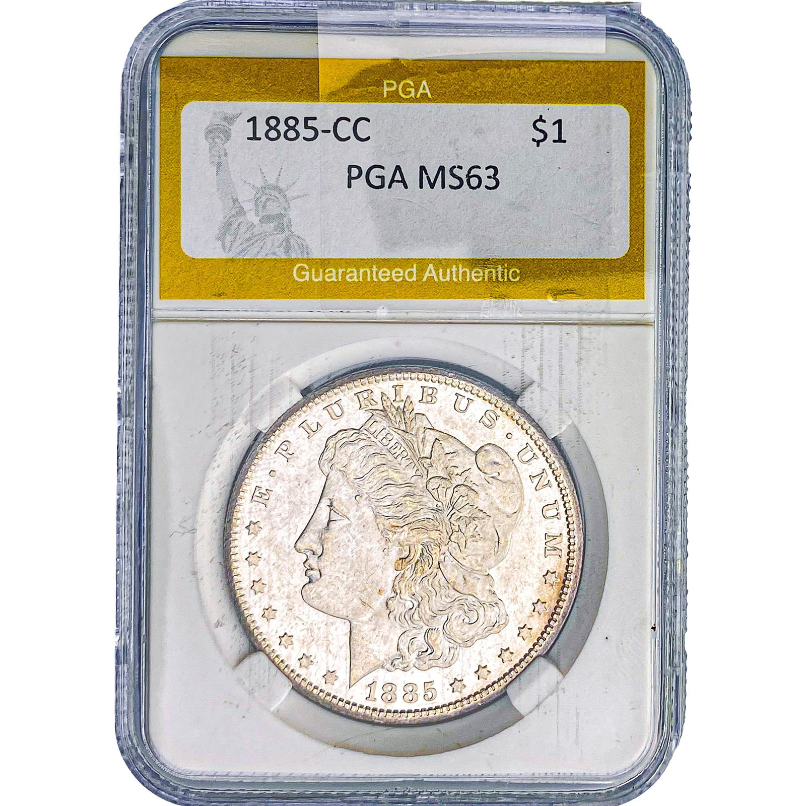 1885-CC Morgan Silver Dollar PGA MS63: 1885-CC Morgan Silver Dollar PGA MS63