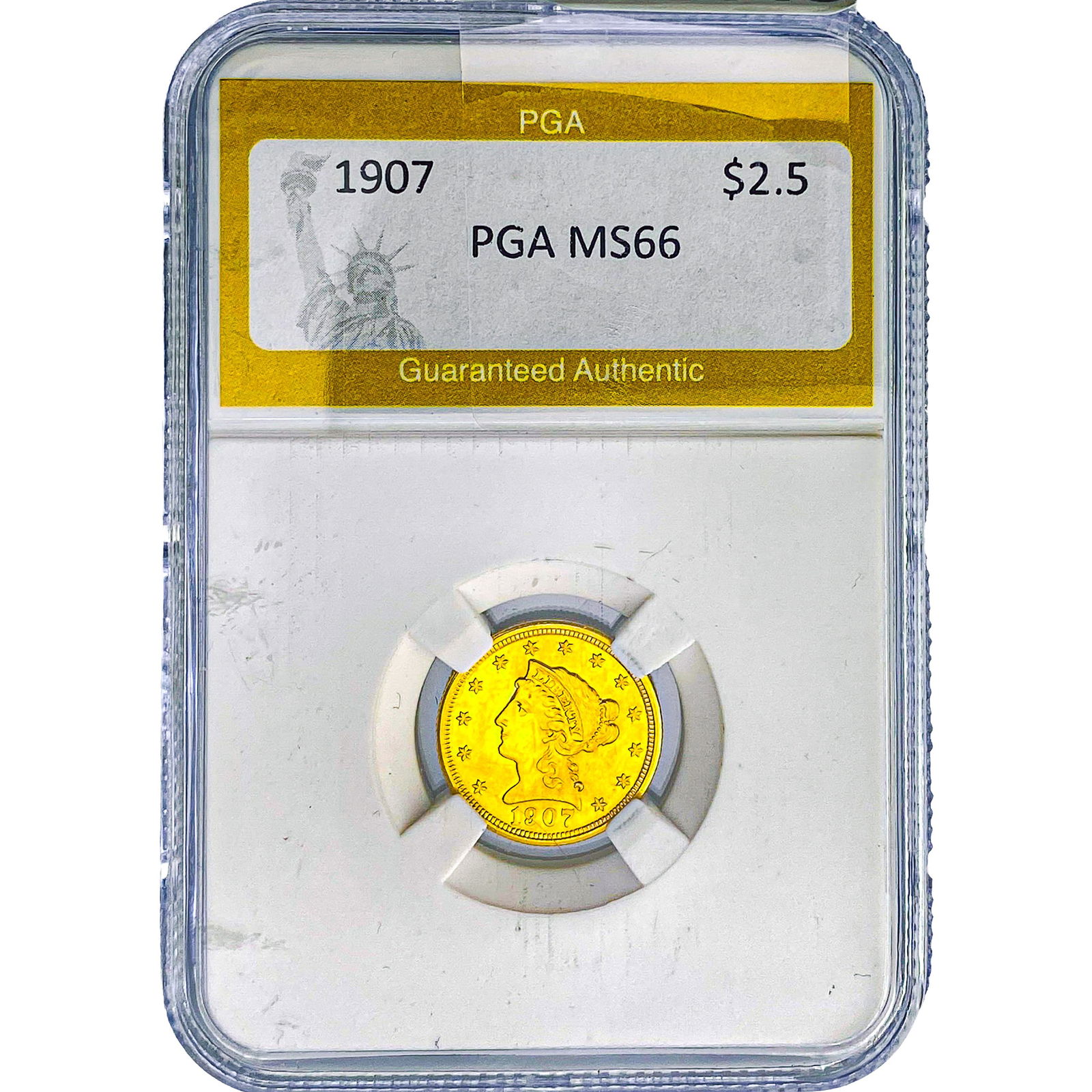 1907 $2.50 Gold Quarter Eagle PGA MS66: 1907 $2.50 Gold Quarter Eagle PGA MS66