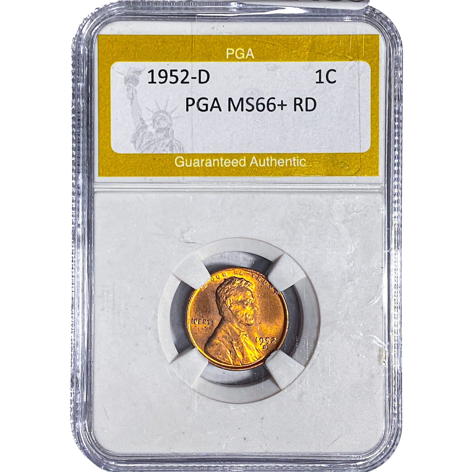 1952-D Wheat Cent PGA MS66+ RD: 1952-D Wheat Cent PGA MS66+ RD