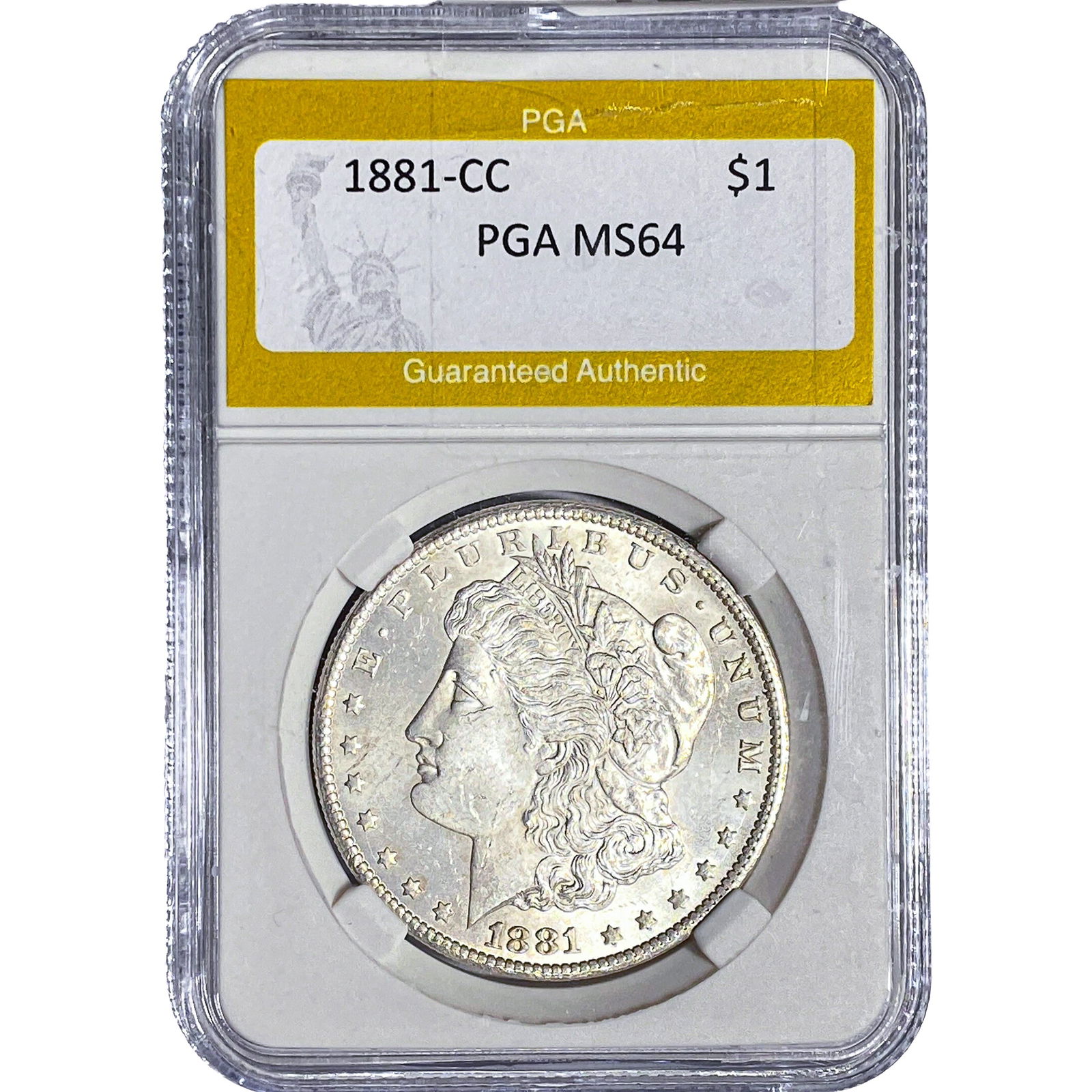 1881-CC Morgan Silver Dollar PGA MS64: 1881-CC Morgan Silver Dollar PGA MS64
