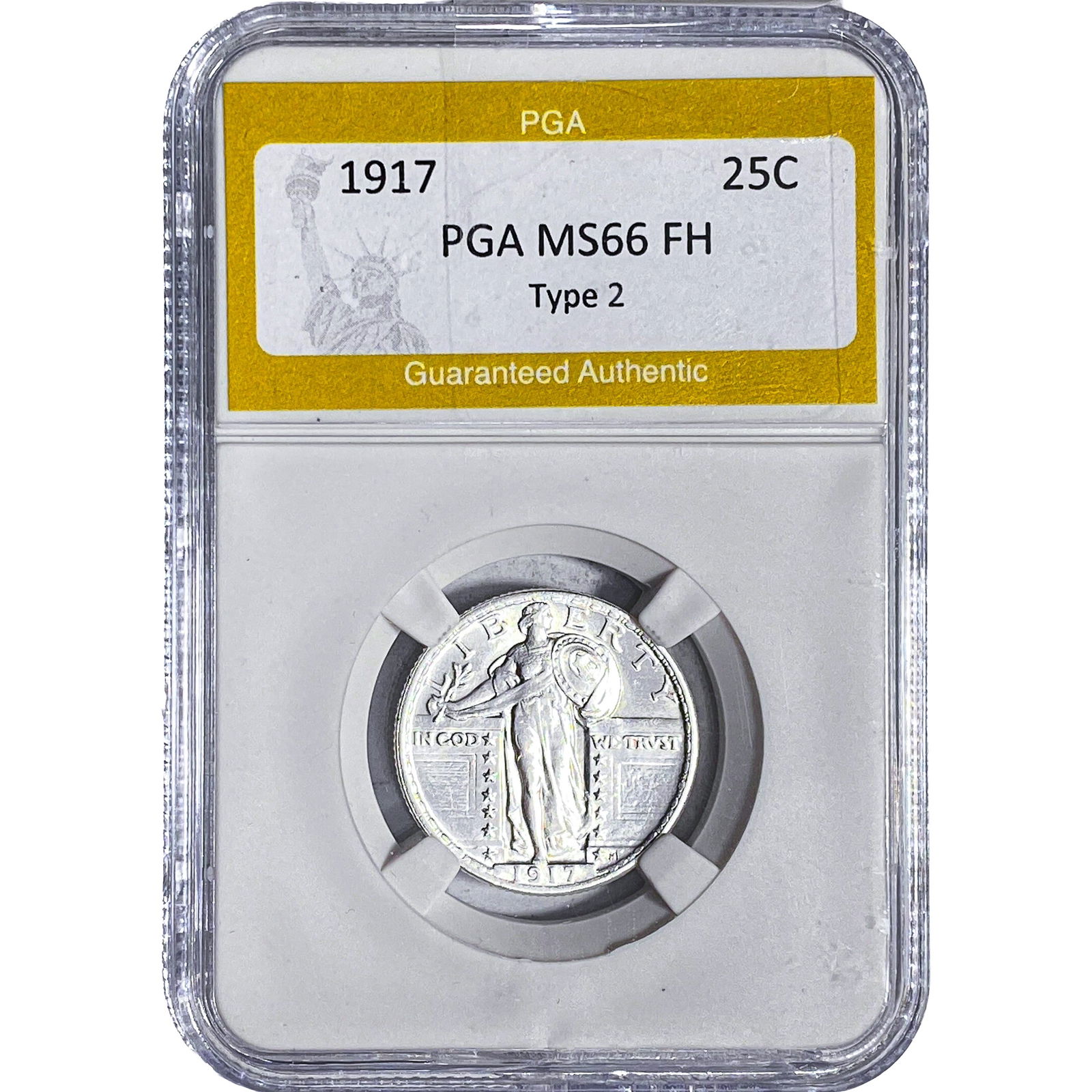1917 Standing Liberty Quarter PGA MS66 FH Type 2: 1917 Standing Liberty Quarter PGA MS66 FH Type 2