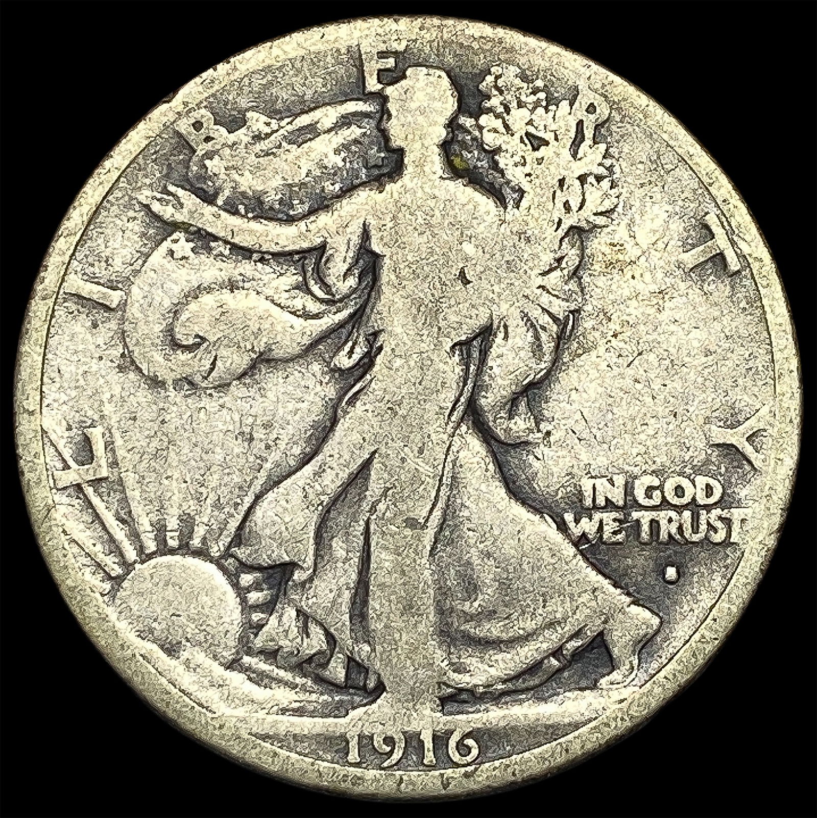 1916-S Silver Walking Liberty Half Dollar NICELY CIRCULATED (1 of 2)