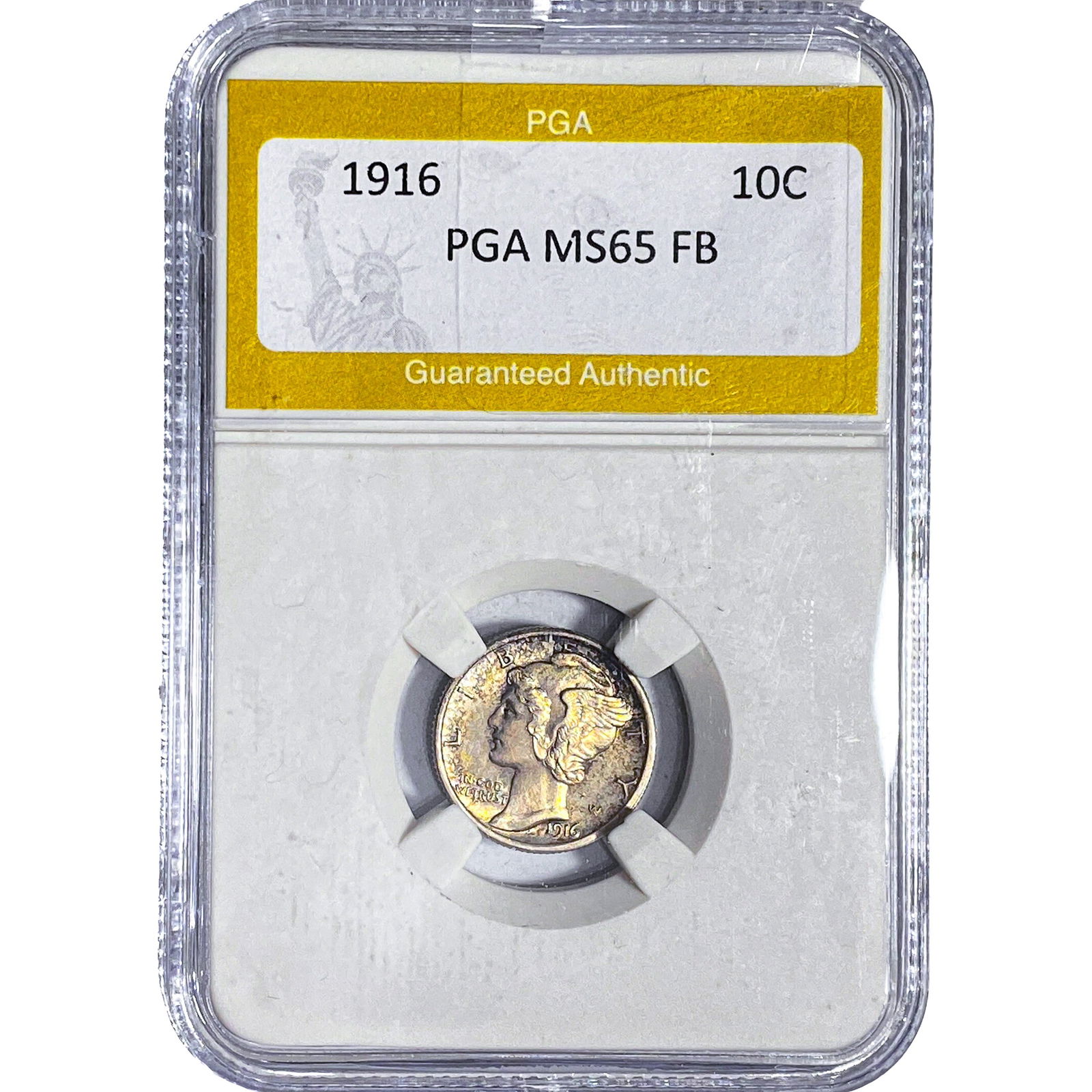 1916 Mercury Silver Dime PGA MS65 FB: 1916 Mercury Silver Dime PGA MS65 FB