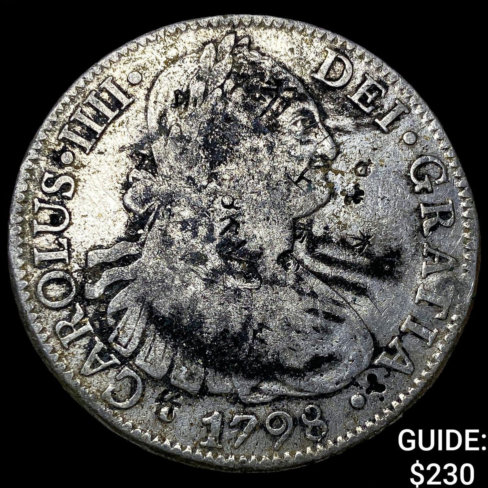 1798 Colonial Spain Silver 8 Reales Punchmarked NEARLY UNCIRCULATED (1 of 2)