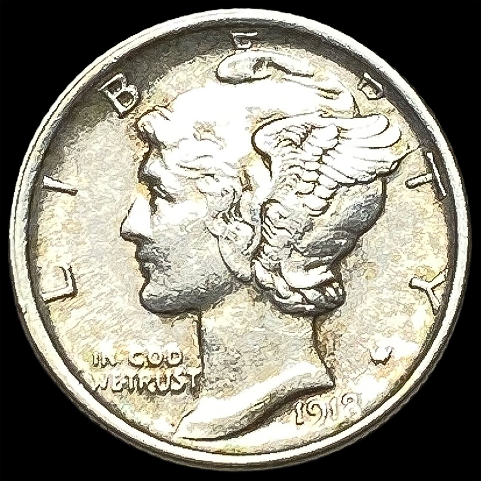 1918-D Silver Mercury Dime CLOSELY UNCIRCULATED: 1918-D Silver Mercury Dime CLOSELY UNCIRCULATED
