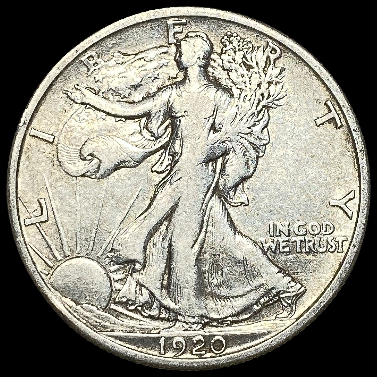1920-D Silver Walking Liberty Half Dollar NEARLY UNCIRCULATED: 1920-D Silver Walking Liberty Half Dollar NEARLY UNCIRCULATED