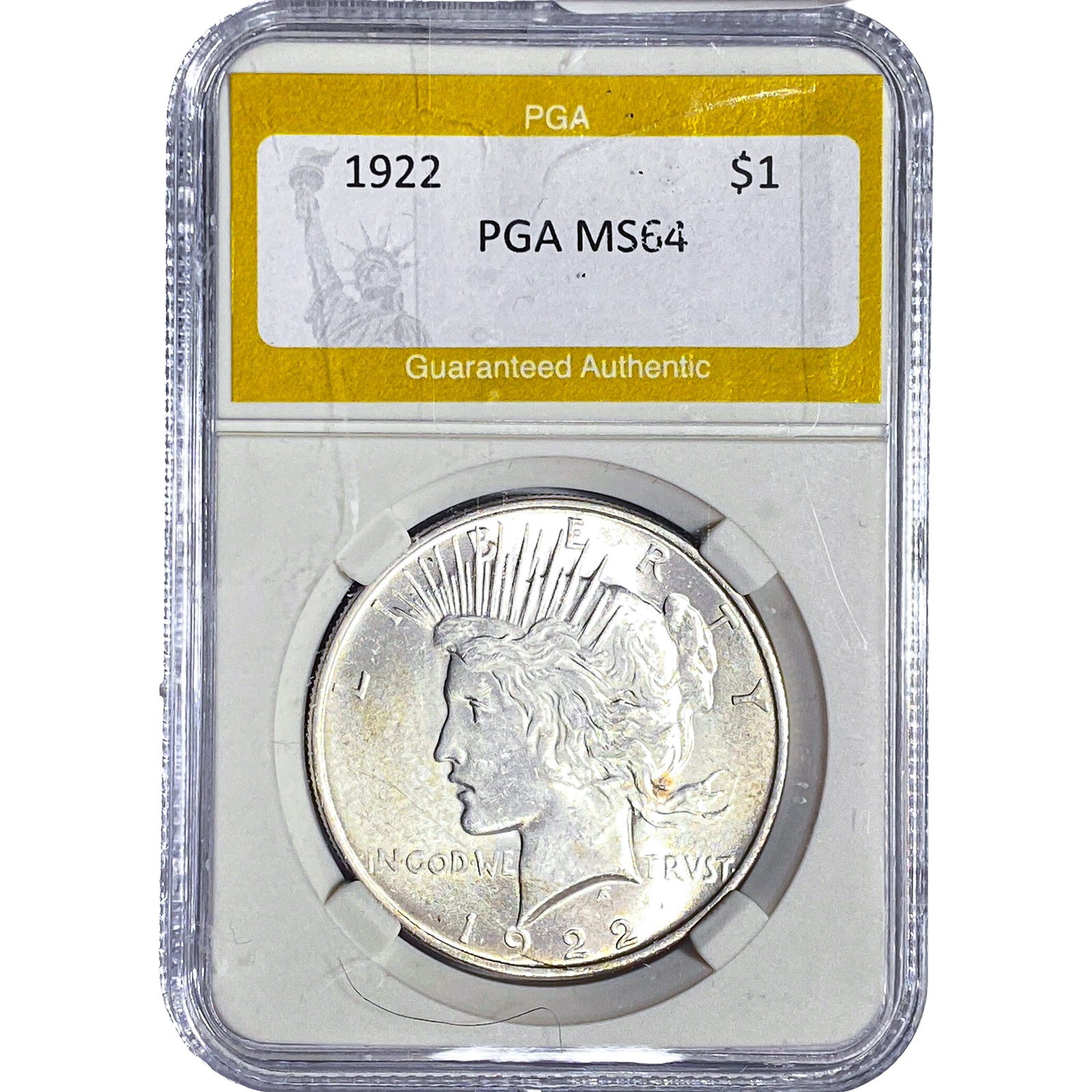1922 Silver Peace Dollar PGA MS64: 1922 Silver Peace Dollar PGA MS64