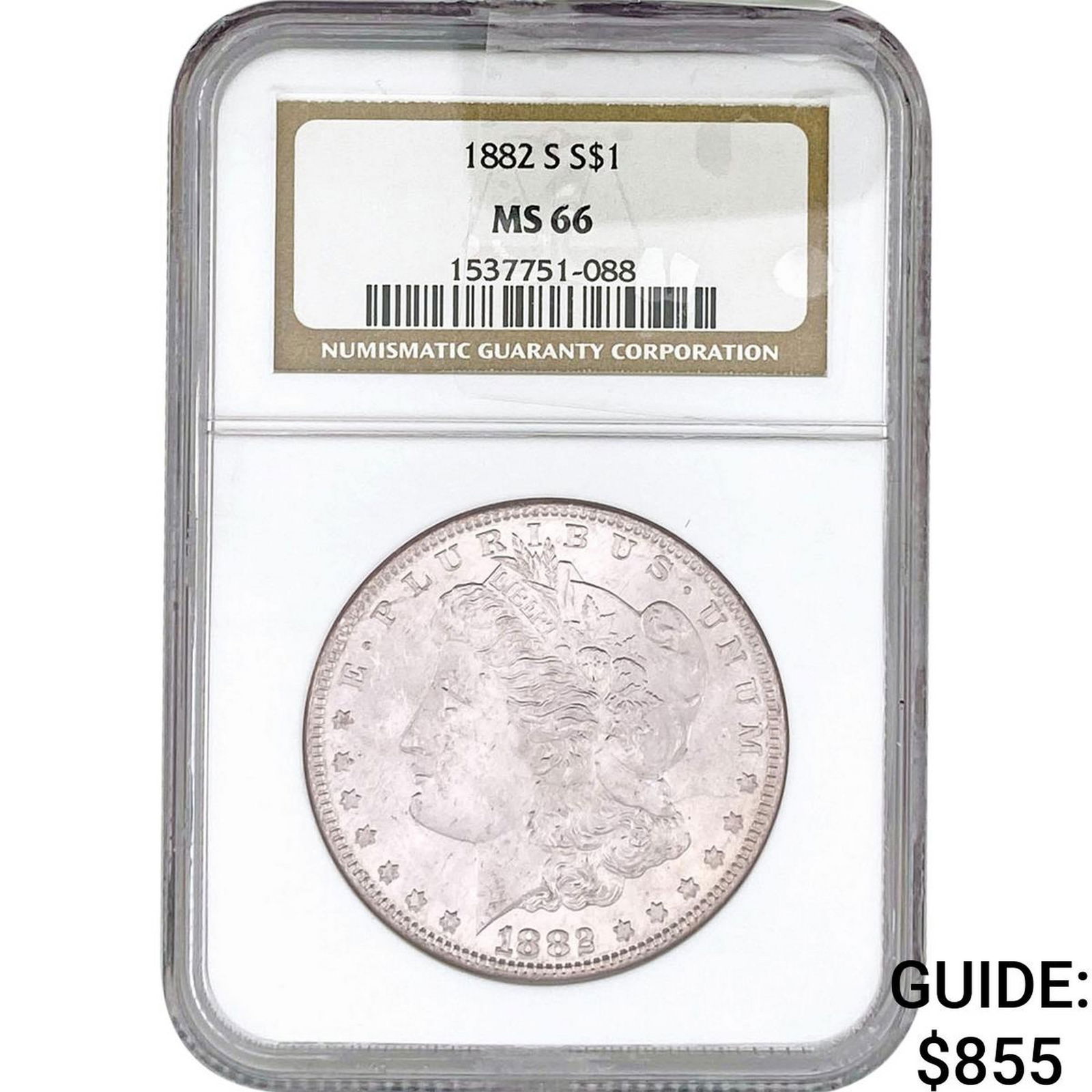 1882-S Morgan Silver Dollar NGC MS66: 1882-S Morgan Silver Dollar NGC MS66
