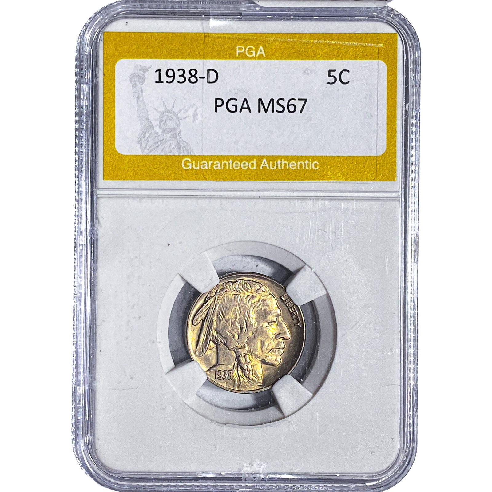 1938-D Buffalo Nickel PGA MS67: 1938-D Buffalo Nickel PGA MS67