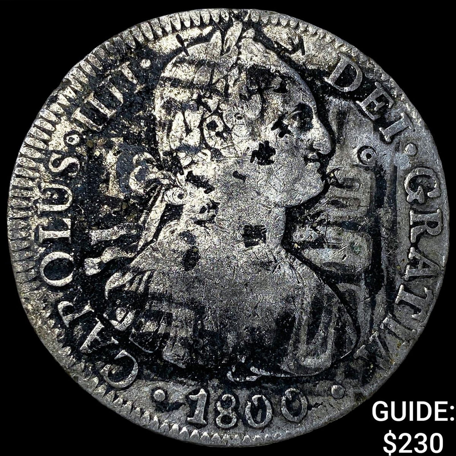 1800 Colonial Spain Silver 8 Reales Punchmarked NEARLY UNCIRCULATED: 1800 Colonial Spain Silver 8 Reales Punchmarked NEARLY UNCIRCULATED