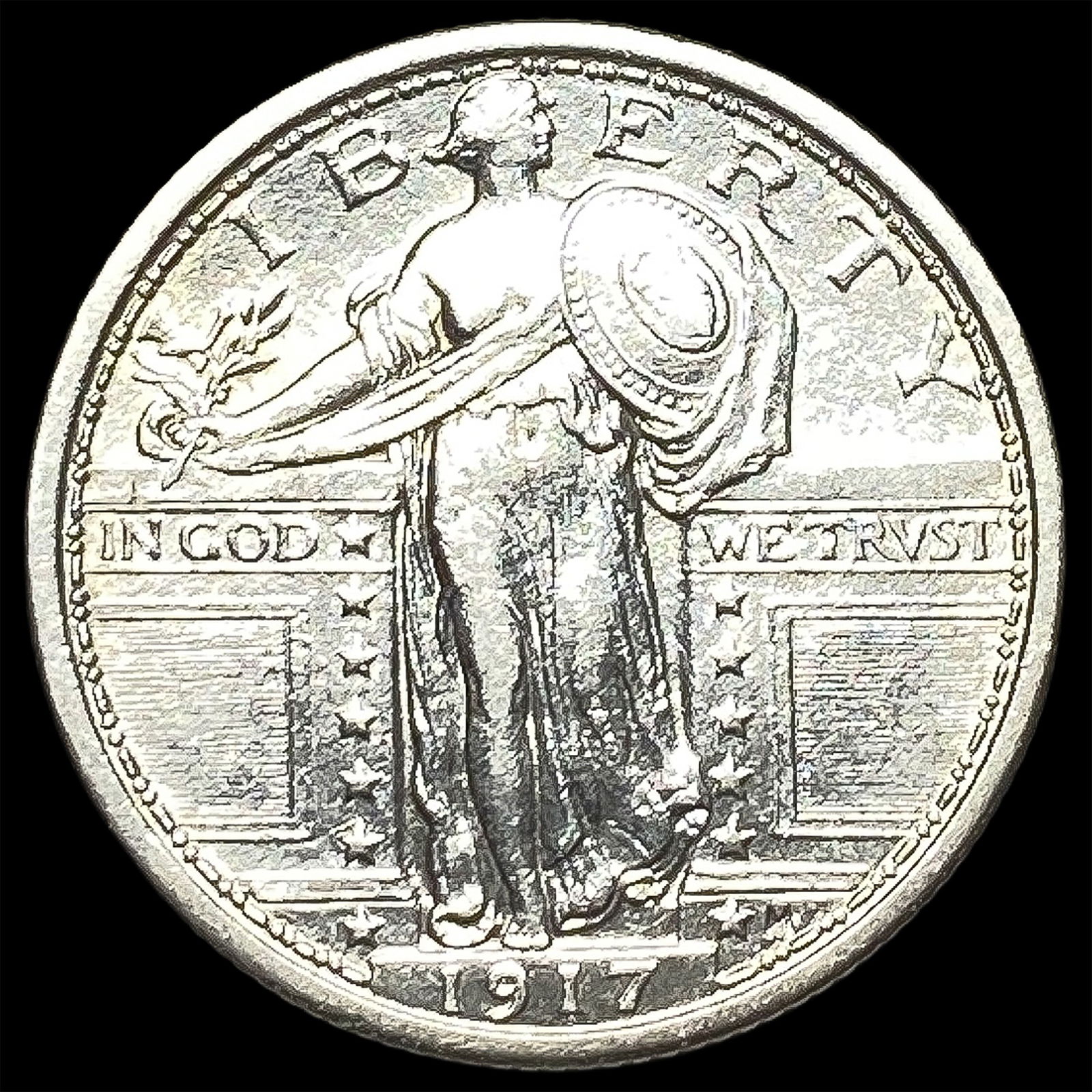 1917 Type 1 Standing Liberty Quarter CLOSELY UNCIRCULATED: 1917 Type 1 Standing Liberty Quarter CLOSELY UNCIRCULATED