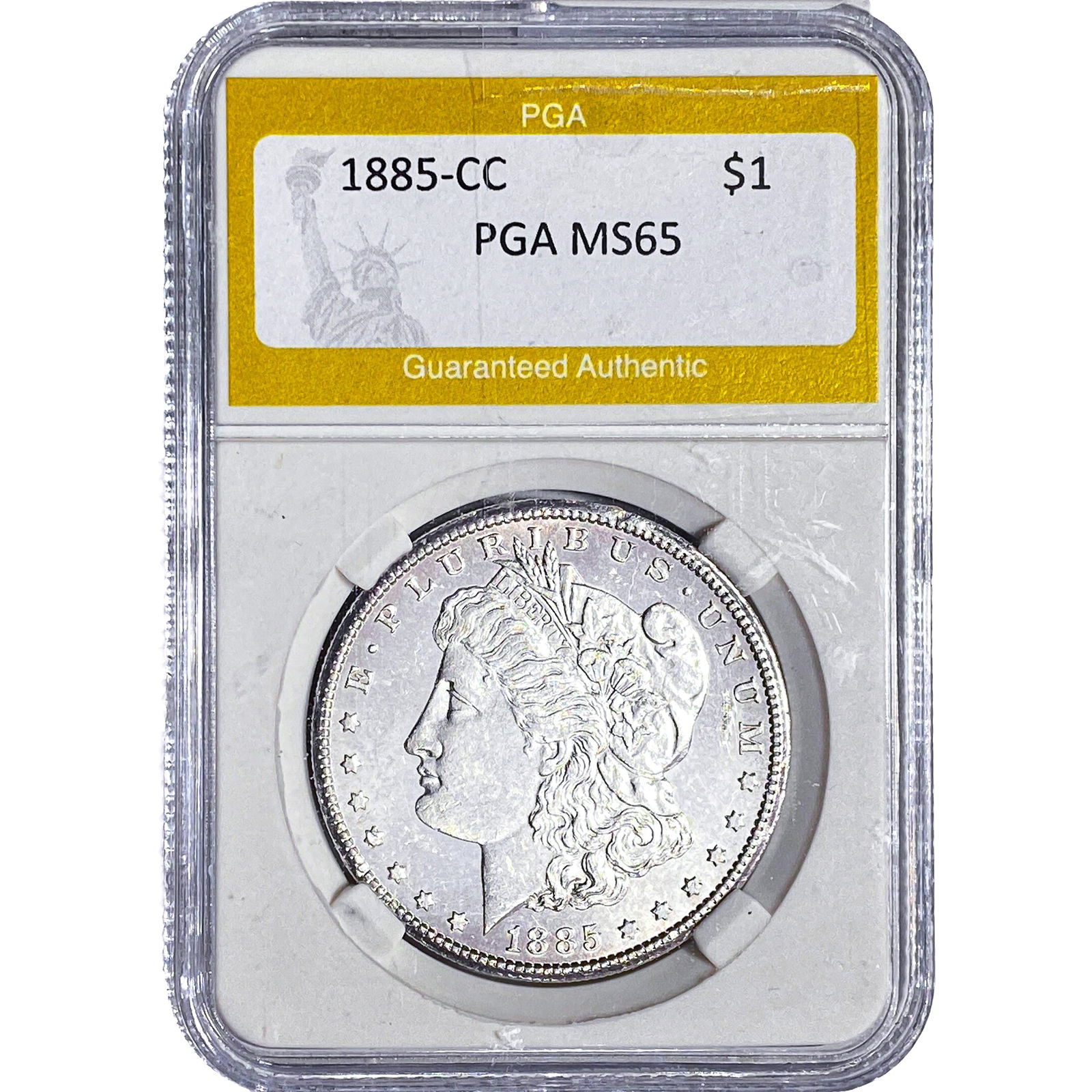 1885-CC Morgan Silver Dollar PGA MS65: 1885-CC Morgan Silver Dollar PGA MS65