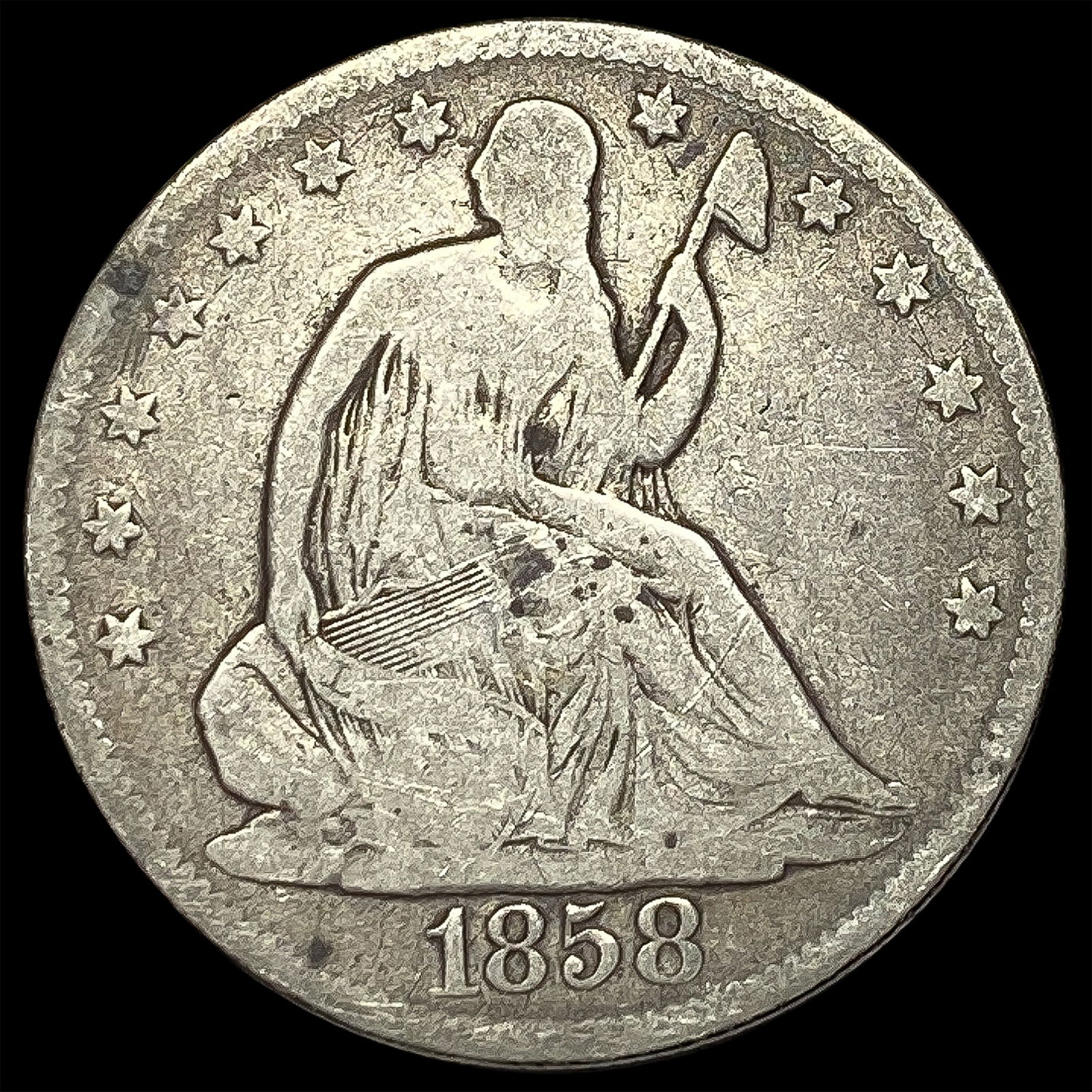1858 Silver Seated Liberty Half Dollar LIGHTLY CIRCULATED (1 of 2)