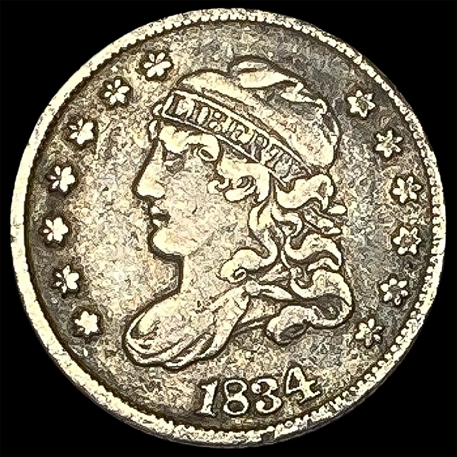 1834 Capped Bust Half Dime NEARLY UNCIRCULATED: 1834 Capped Bust Half Dime NEARLY UNCIRCULATED