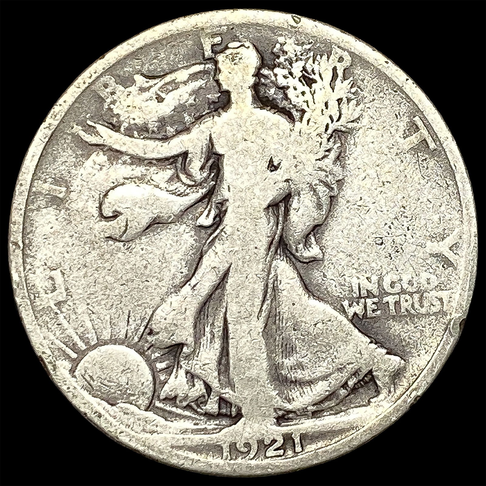 1921 Silver Walking Liberty Half Dollar NICELY CIRCULATED: 1921 Silver Walking Liberty Half Dollar NICELY CIRCULATED