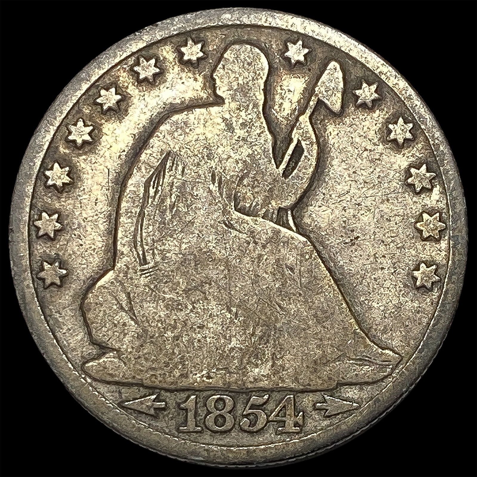 1854-O Arrows Silver Seated Liberty Half Dollar NICELY CIRCULATED: 1854-O Arrows Silver Seated Liberty Half Dollar NICELY CIRCULATED