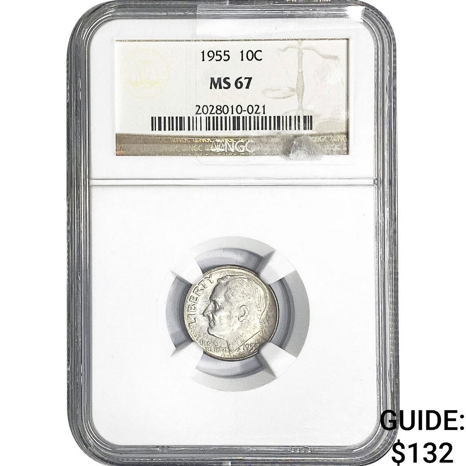 1955 Roosevelt Dime NGC MS67: 1955 Roosevelt Dime NGC MS67