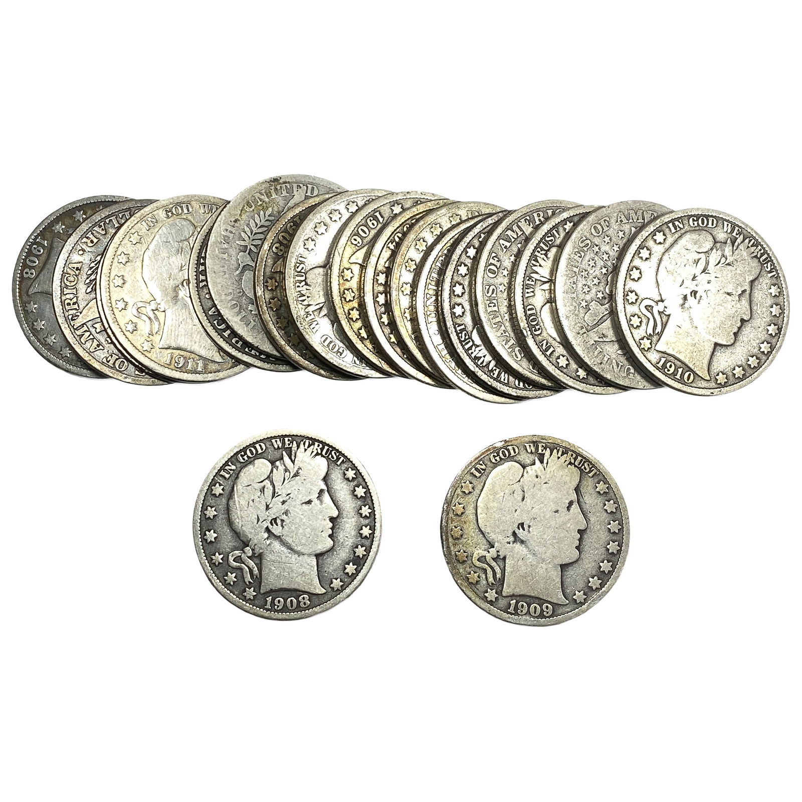Roll of 20 Silver Barber 50C: Roll of 20 Silver Barber 50C