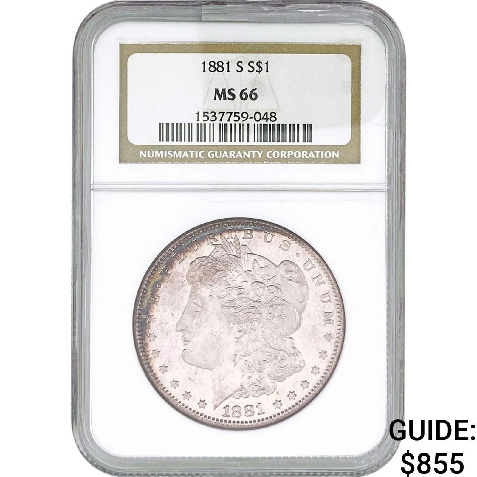 1881-S Morgan Silver Dollar NGC MS66: 1881-S Morgan Silver Dollar NGC MS66