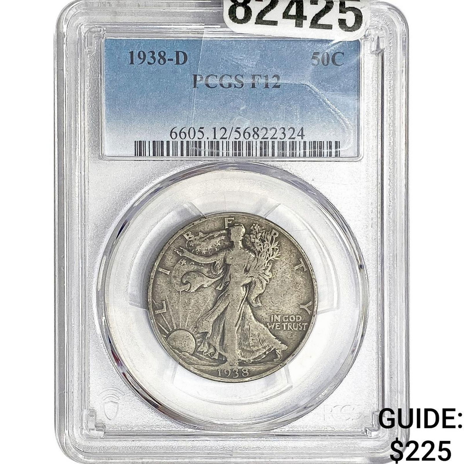 1938-D Walking Liberty Half Dollar PCGS F12: 1938-D Walking Liberty Half Dollar PCGS F12