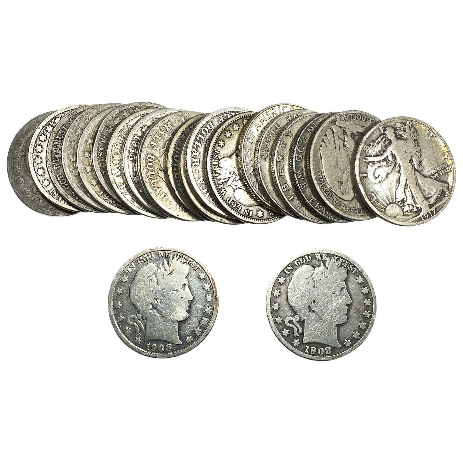 Roll of 23 Silver Barber 50C: Roll of 23 Silver Barber 50C