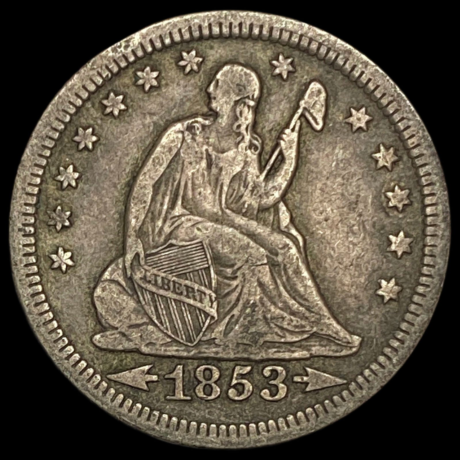 1853 Arrows/Rays Seated Liberty Quarter LIGHTLY CIRCULATED: 1853 Arrows/Rays Seated Liberty Quarter LIGHTLY CIRCULATED