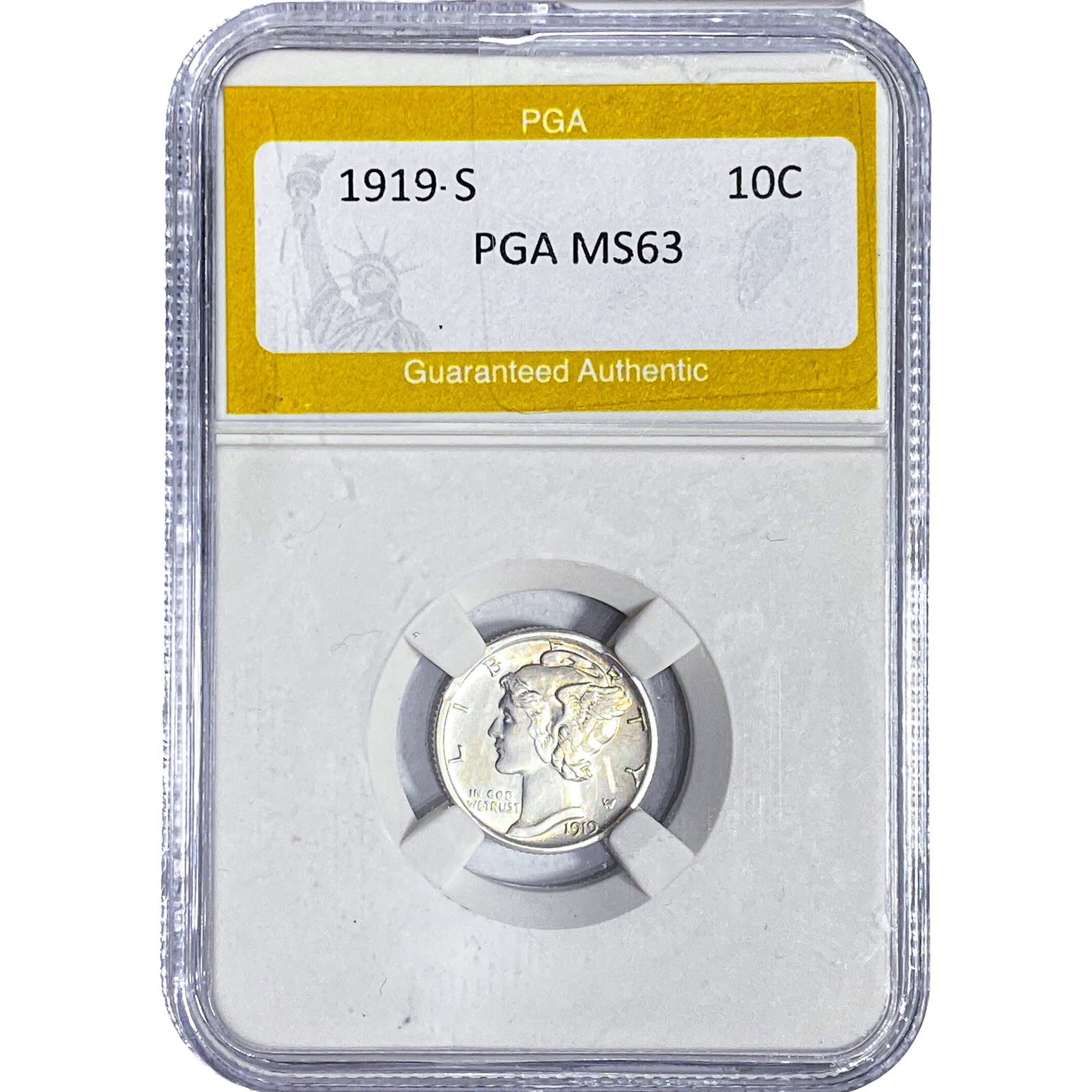 1919-S Mercury Silver Dime PGA MS63: 1919-S Mercury Silver Dime PGA MS63