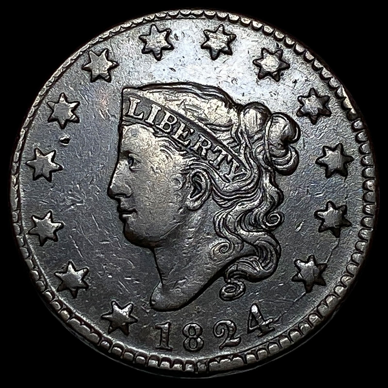 1824 Coronet Head Large Cent LIGHTLY CIRCULATED: 1824 Coronet Head Large Cent LIGHTLY CIRCULATED