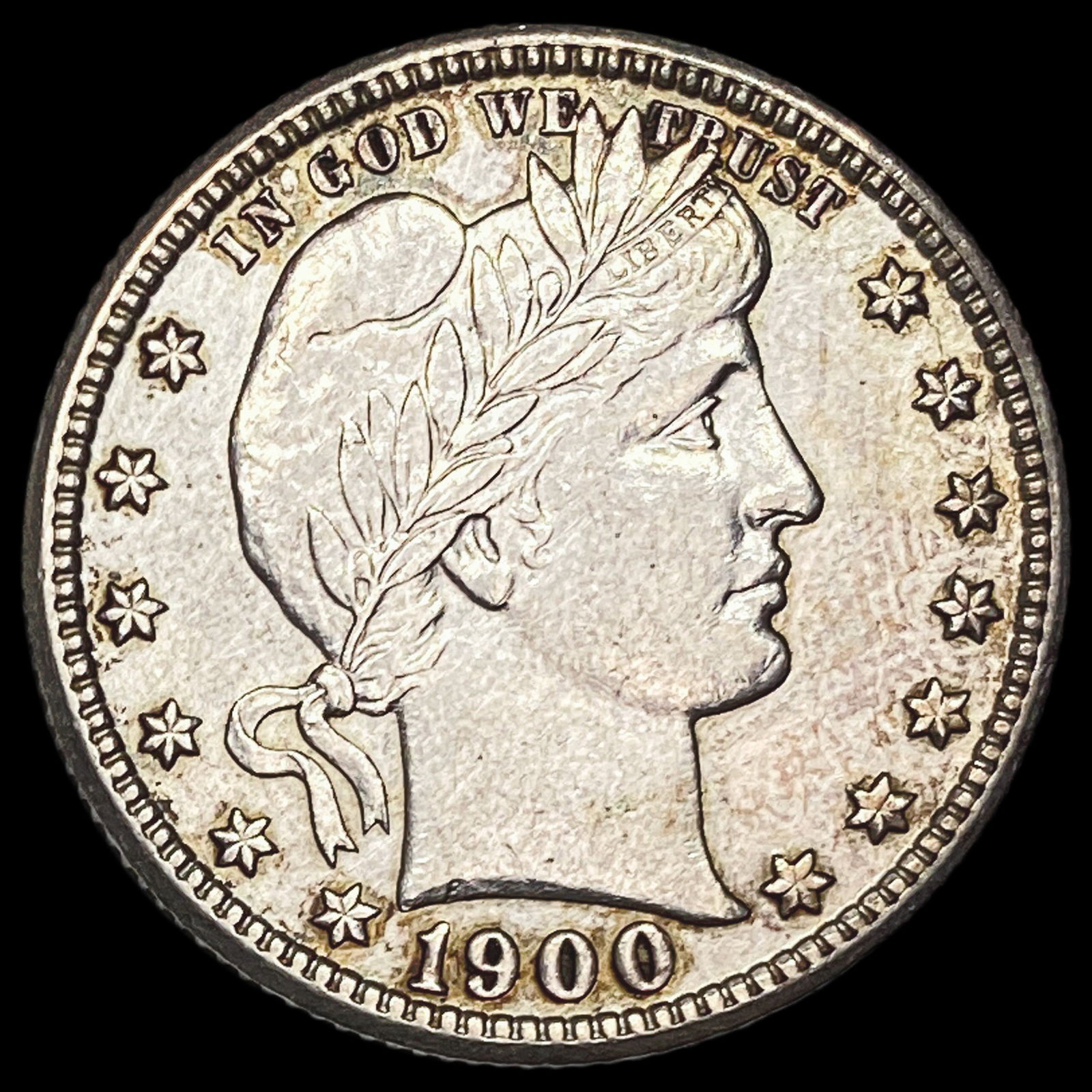 1900-S Silver Barber Quarter NEARLY UNCIRCULATED: 1900-S Silver Barber Quarter NEARLY UNCIRCULATED