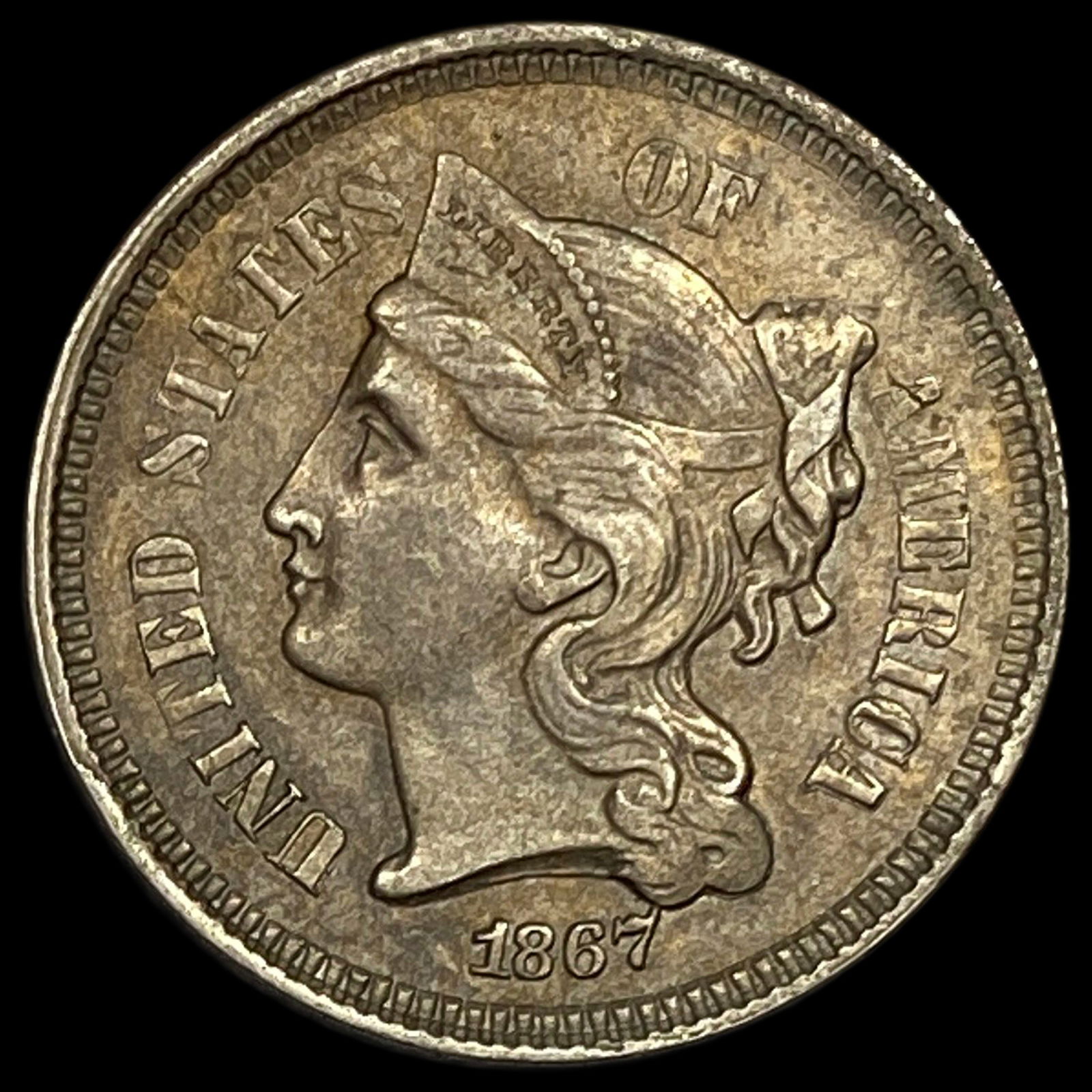 1867 Nickel Three-Cent Piece LIGHTLY CIRCULATED (1 of 2)
