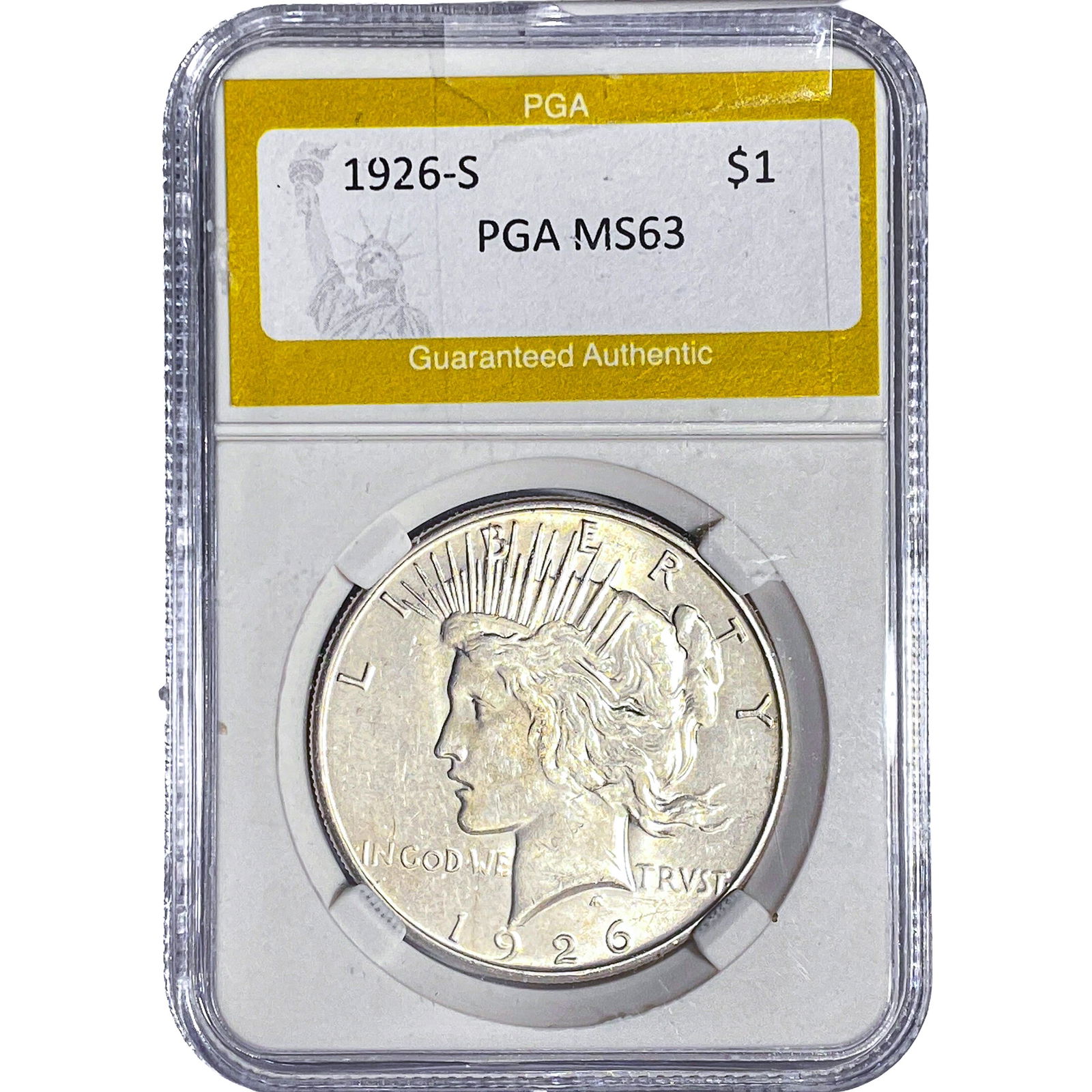 1926-S Silver Peace Dollar PGA MS63: 1926-S Silver Peace Dollar PGA MS63
