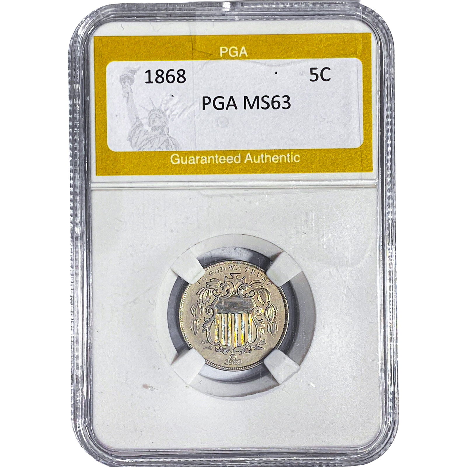 1868 Shield Nickel PGA MS63: 1868 Shield Nickel PGA MS63