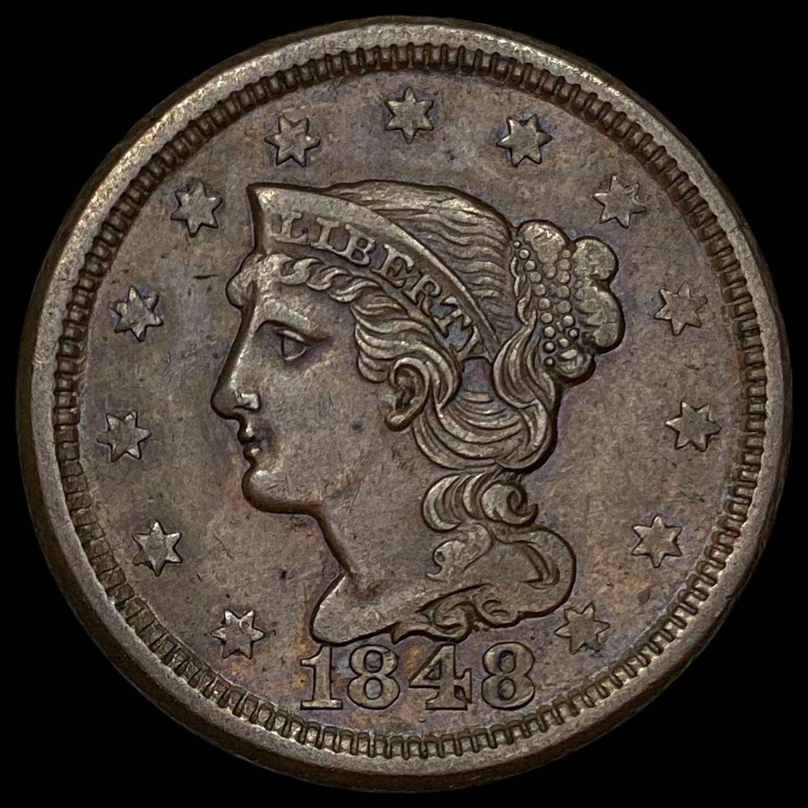 1848 Braided Hair Large Cent CLOSELY UNCIRCULATED: 1848 Braided Hair Large Cent CLOSELY UNCIRCULATED