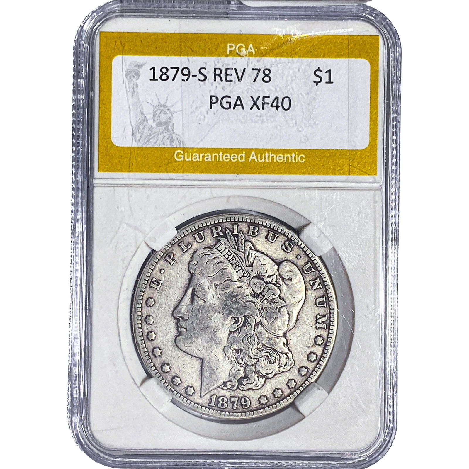 1879-S REV 78 Morgan Silver Dollar PGA XF40: 1879-S REV 78 Morgan Silver Dollar PGA XF40