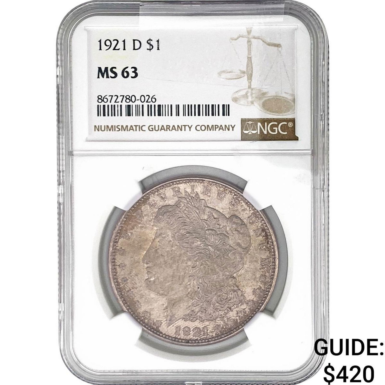 1921-D Morgan Silver Dollar NGC MS63: 1921-D Morgan Silver Dollar NGC MS63