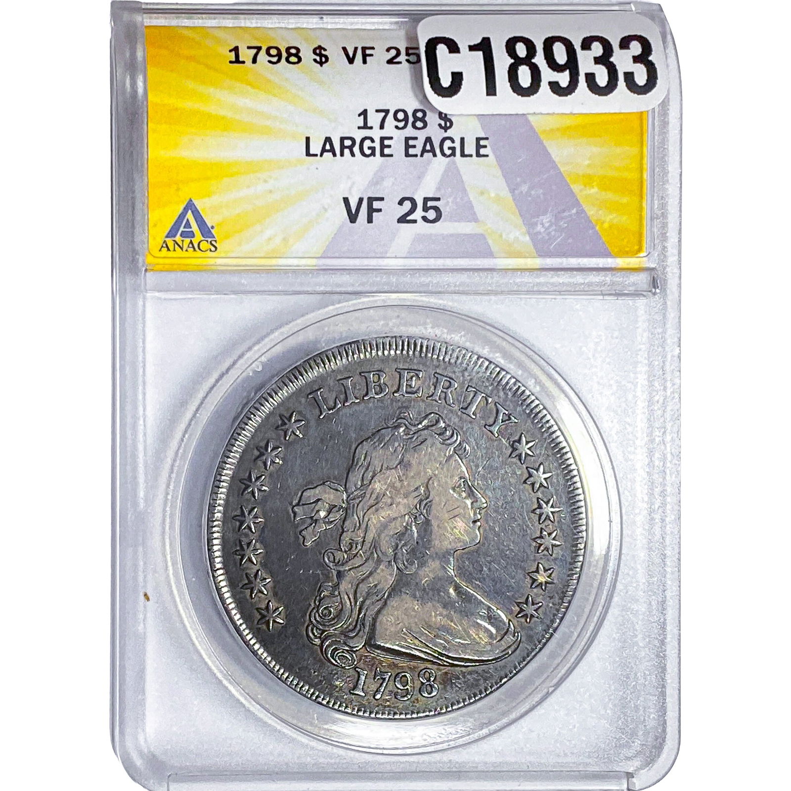 1798 Flowing Hair Dollar ANACS VF25: 1798 Flowing Hair Dollar ANACS VF25