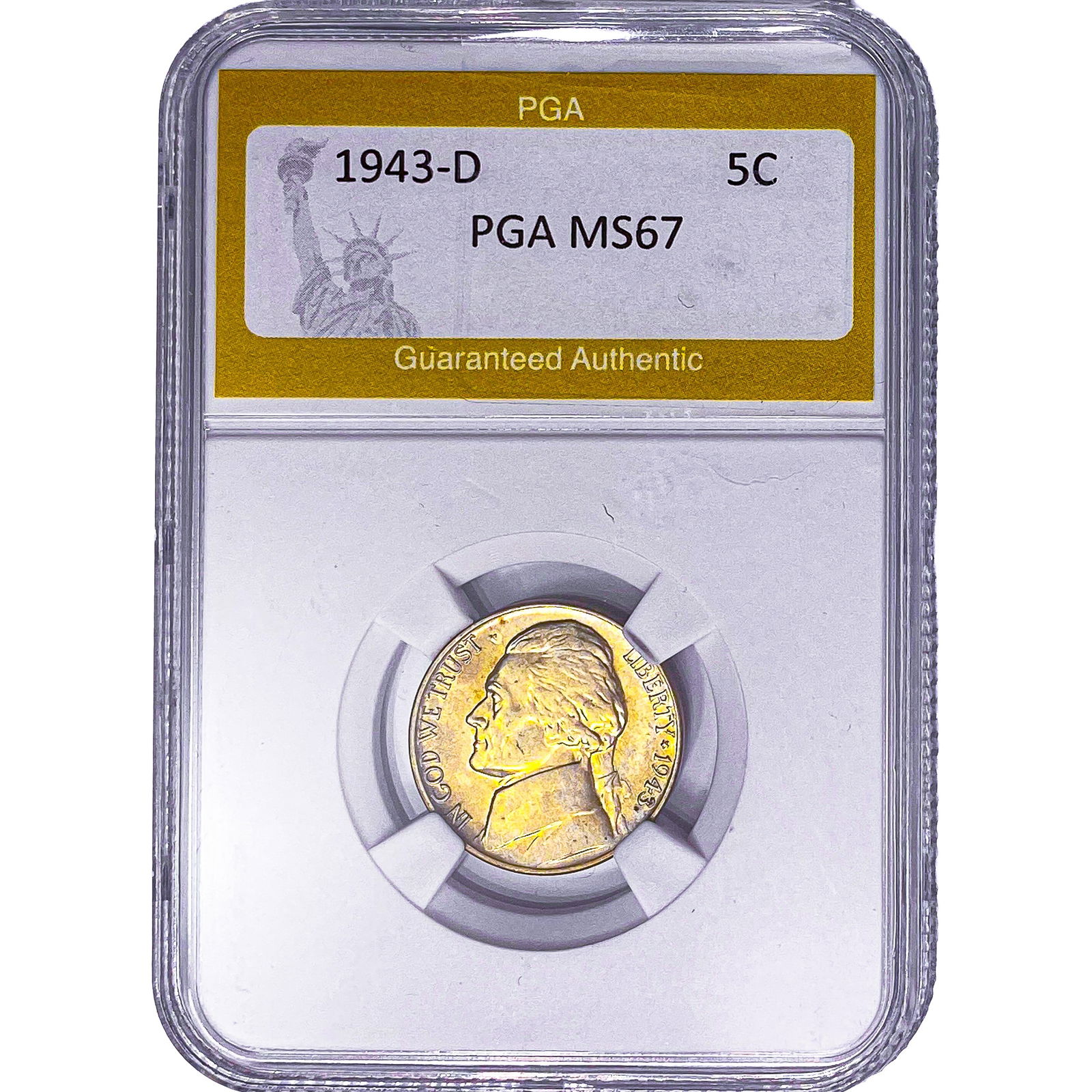 1943-D Jefferson Nickel PGA MS67: 1943-D Jefferson Nickel PGA MS67