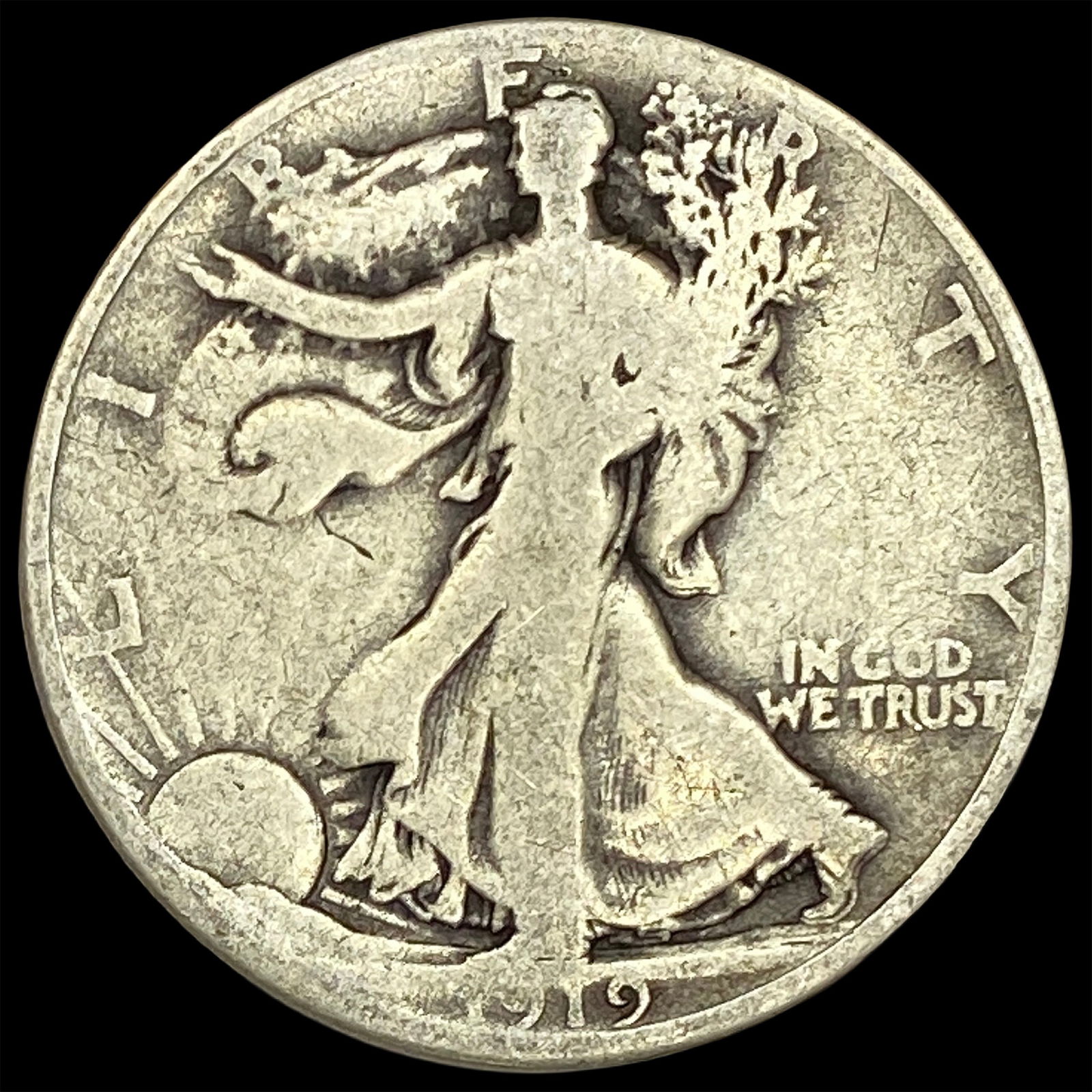 1919-D Silver Walking Liberty Half Dollar NICELY CIRCULATED: 1919-D Silver Walking Liberty Half Dollar NICELY CIRCULATED