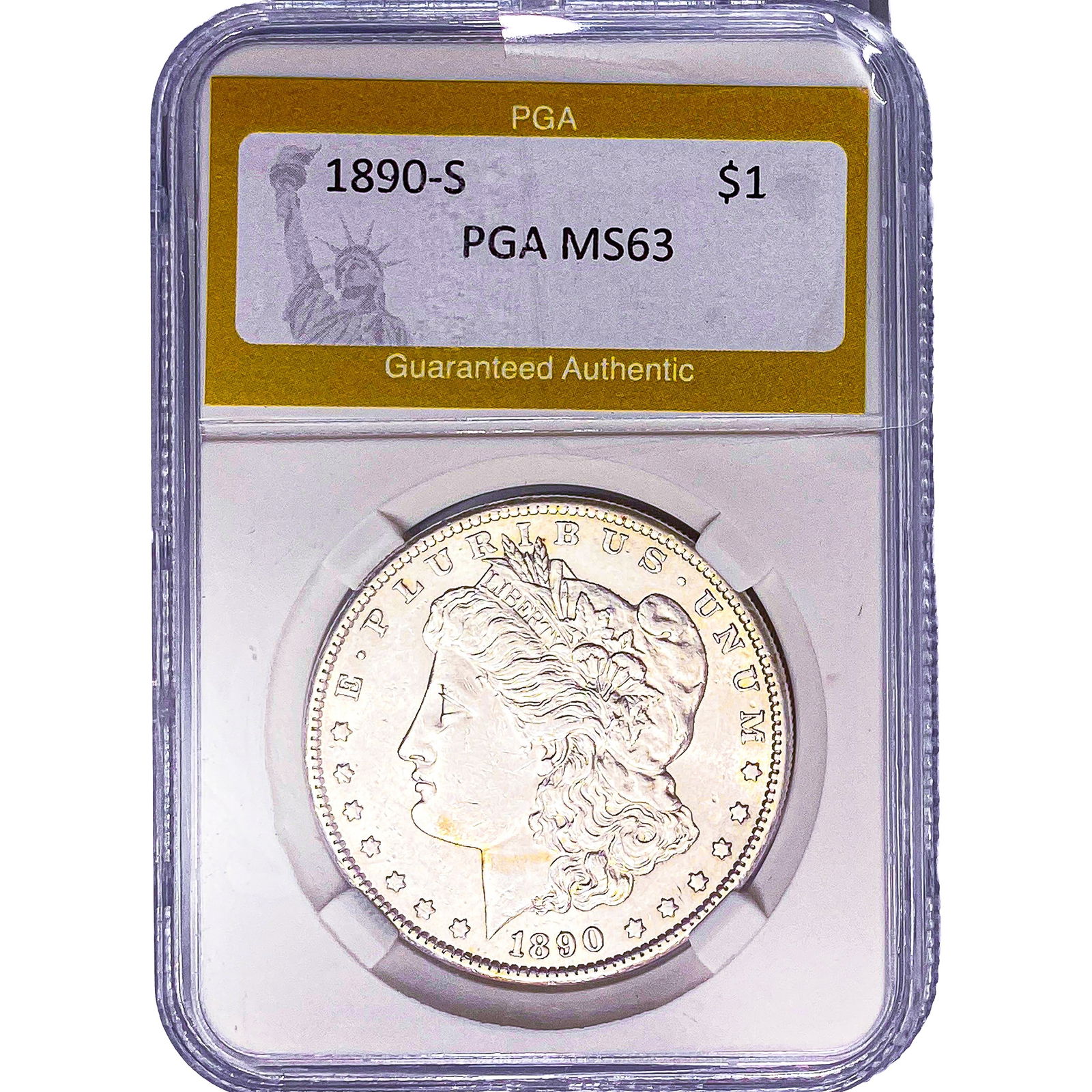 1890-S Morgan Silver Dollar PGA MS63: 1890-S Morgan Silver Dollar PGA MS63