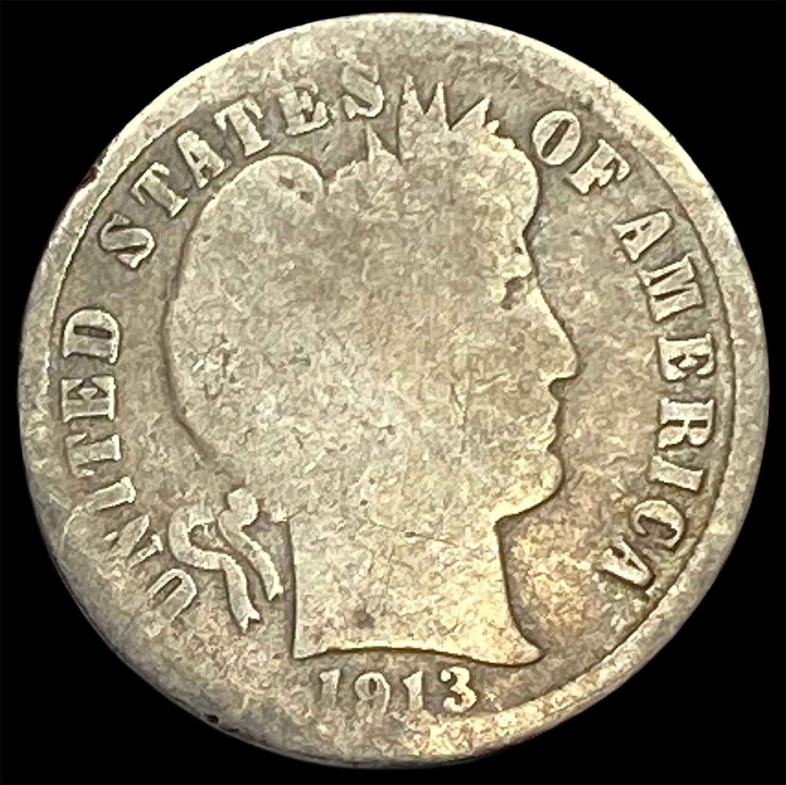 1913-S Silver Barber Dime NICELY CIRCULATED: 1913-S Silver Barber Dime NICELY CIRCULATED