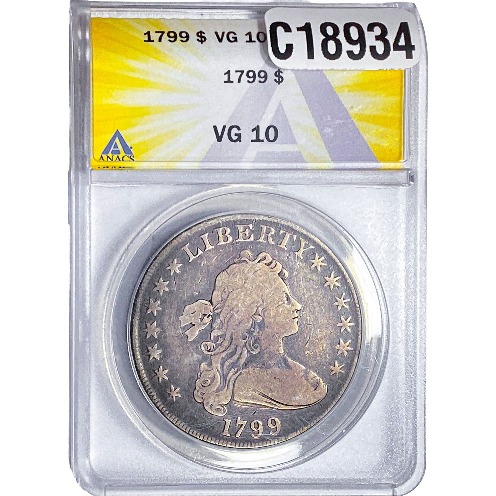 1799 Flowing Hair Dollar ANACS VG10: 1799 Flowing Hair Dollar ANACS VG10