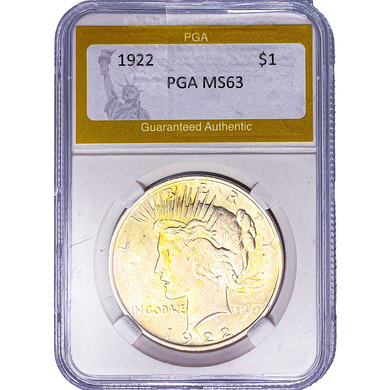 1922 Silver Peace Dollar PGA MS63: 1922 Silver Peace Dollar PGA MS63