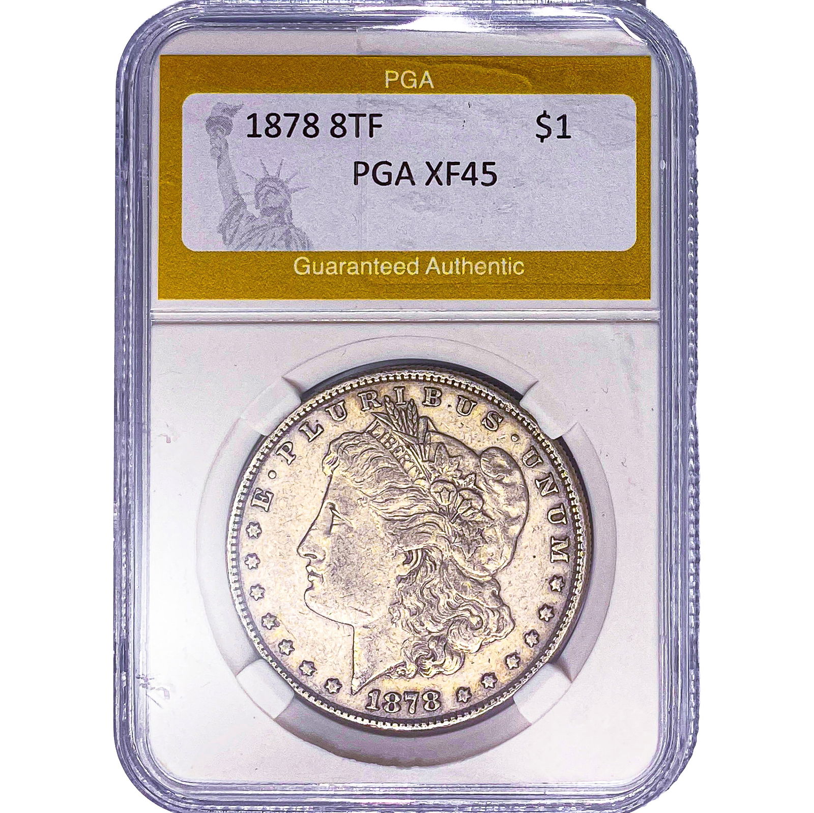 1878 8TF Morgan Silver Dollar PGA XF45: 1878 8TF Morgan Silver Dollar PGA XF45