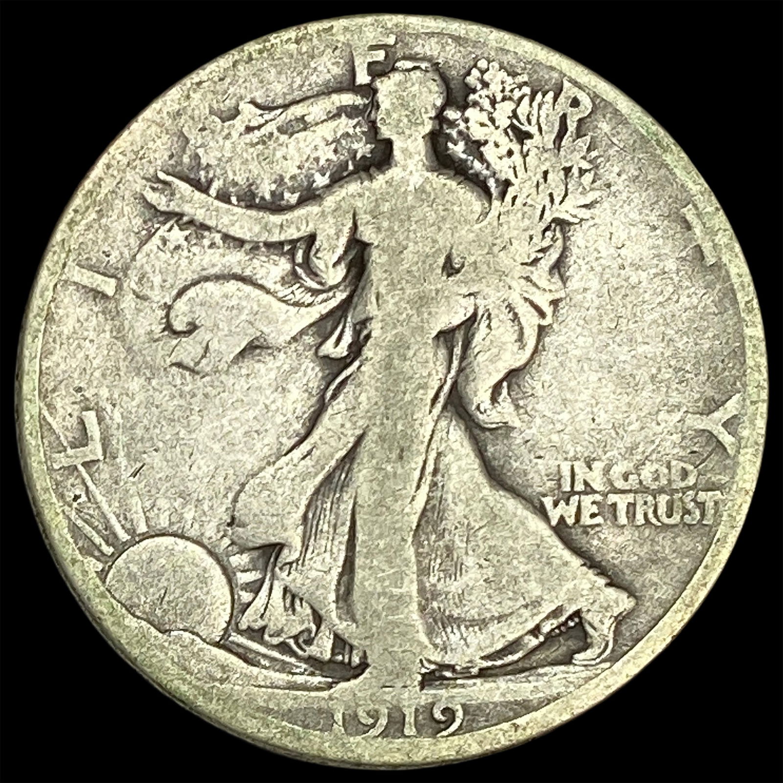 1919-D Silver Walking Liberty Half Dollar NICELY CIRCULATED (1 of 2)