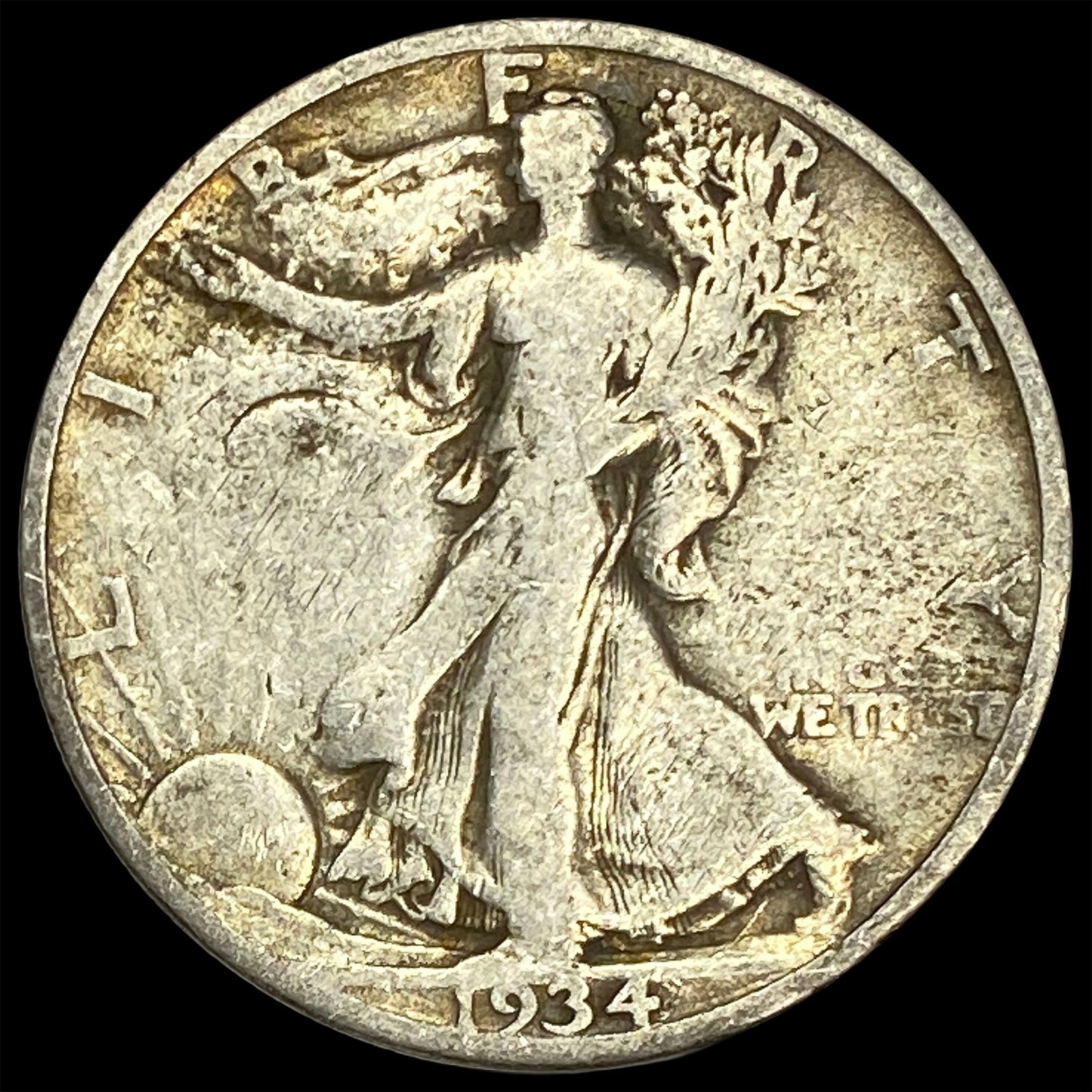 1934-S Silver Walking Liberty Half Dollar NICELY CIRCULATED: 1934-S Silver Walking Liberty Half Dollar NICELY CIRCULATED