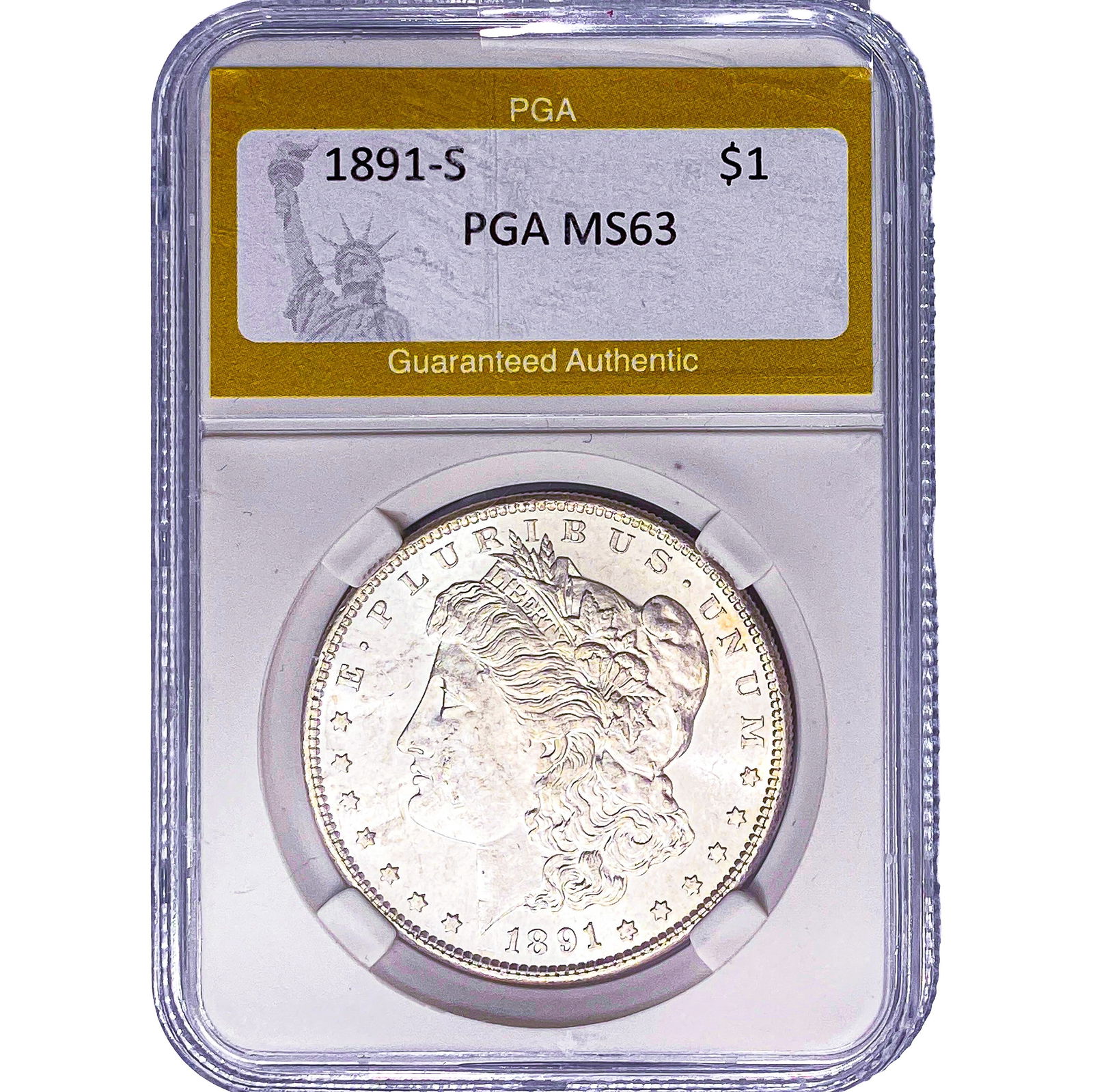 1891-S Morgan Silver Dollar PGA MS63: 1891-S Morgan Silver Dollar PGA MS63